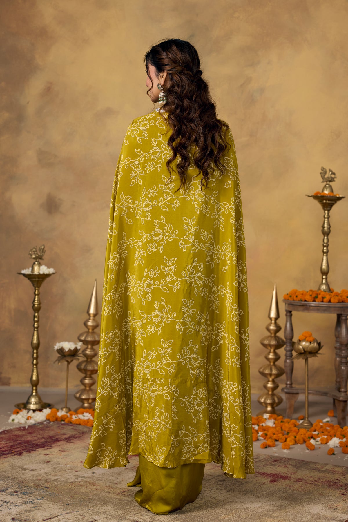 Pear Green Embellished Crepe Silk Skirt Set