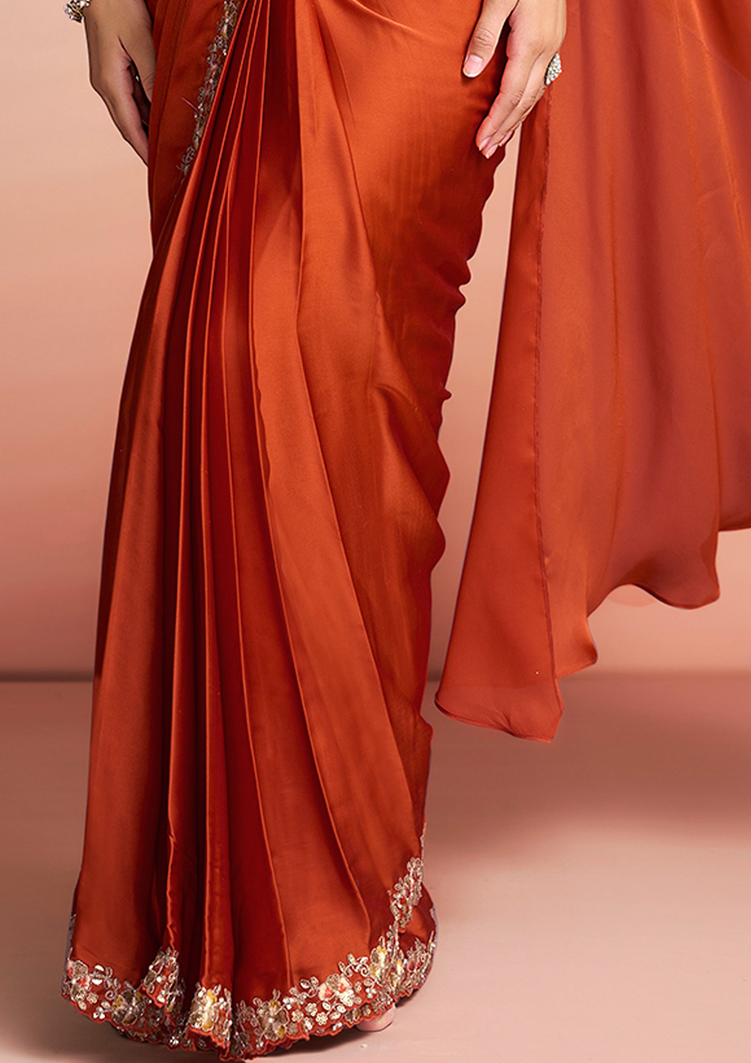 Citrus Burst Embellished Satin Silk Saree