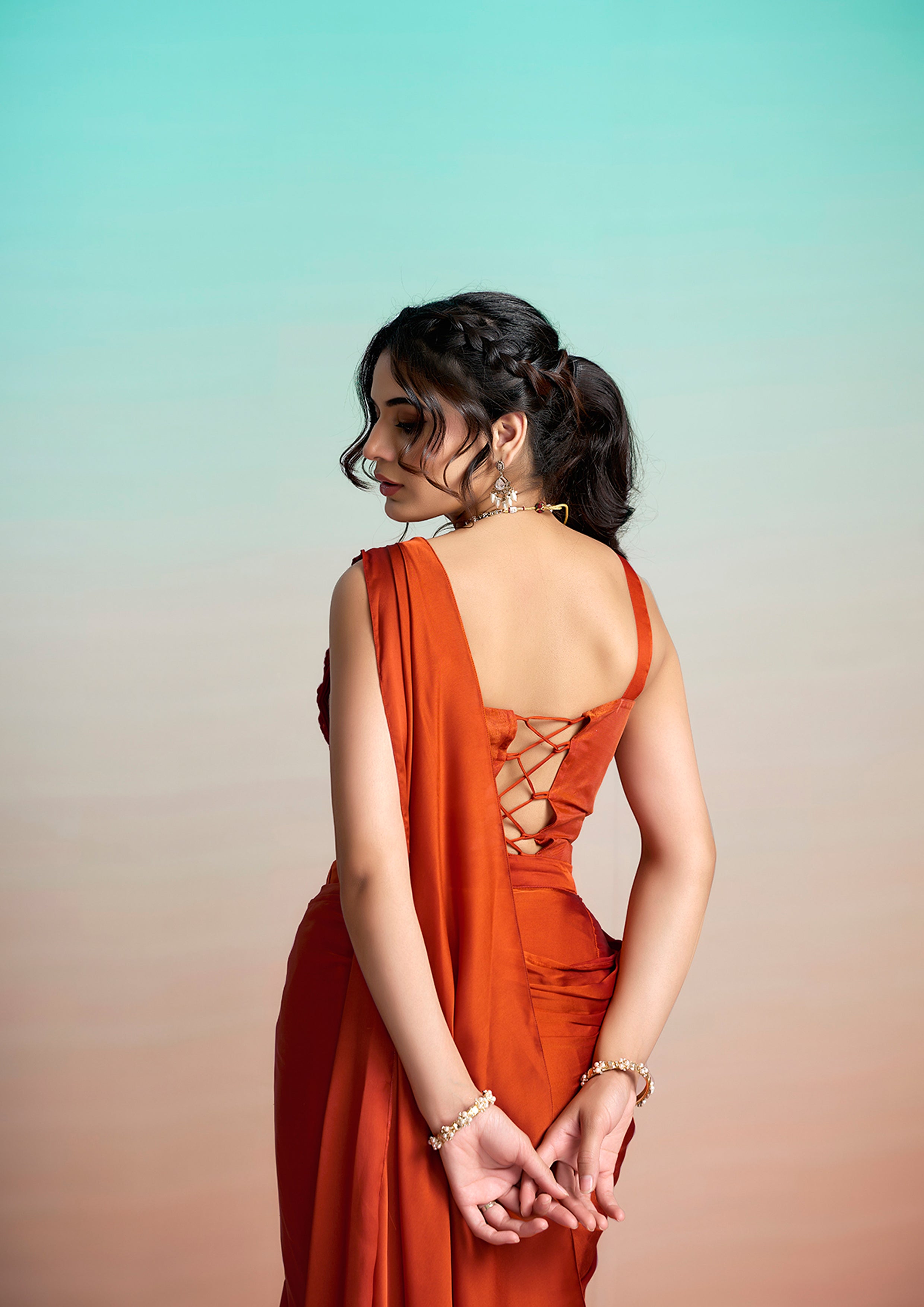 Citrus Burst Embellished Satin Silk Saree