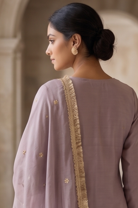 Dusty Lilac Tissue Silk Sharara Set