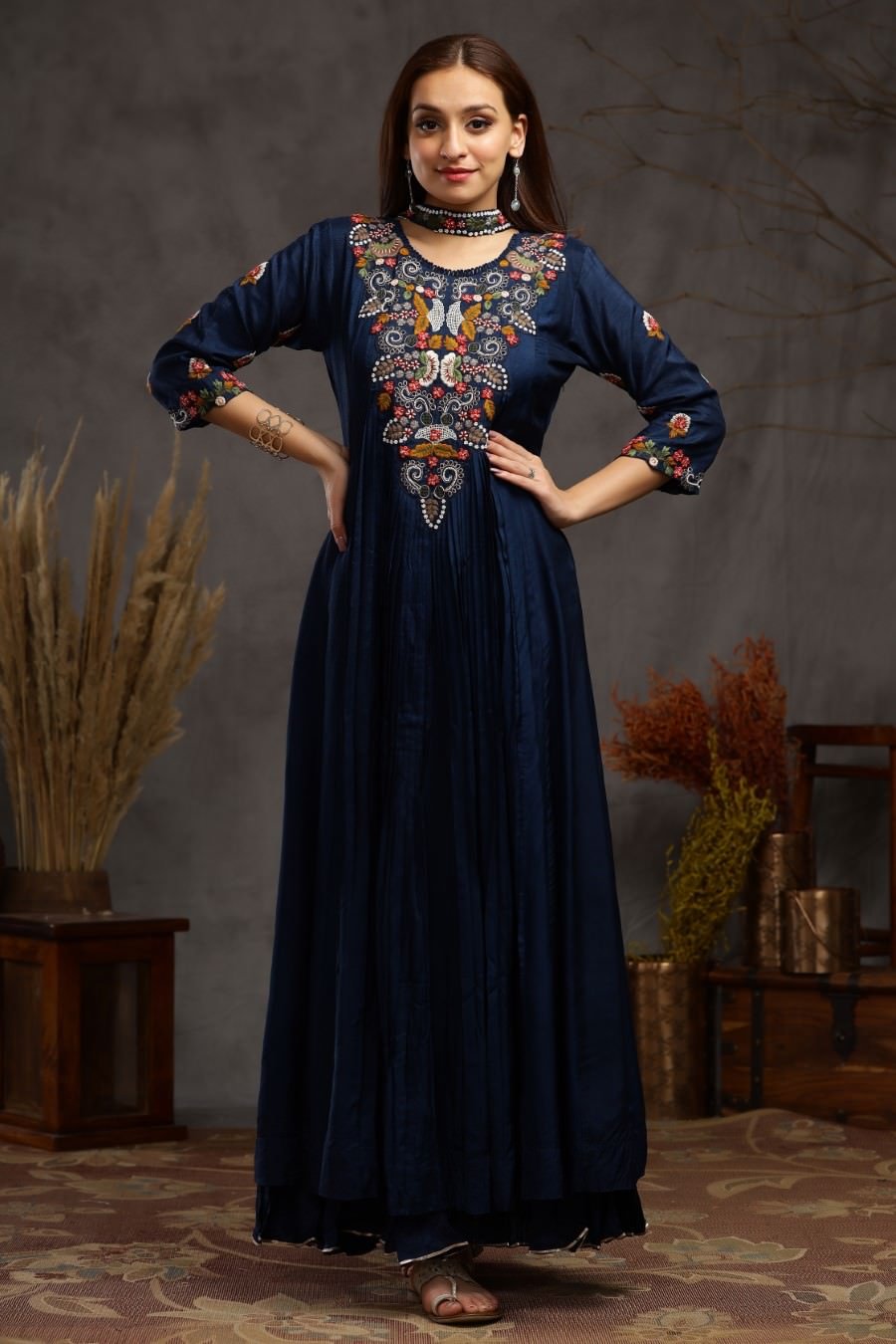 Silk Ikat Muslin Robe Blue