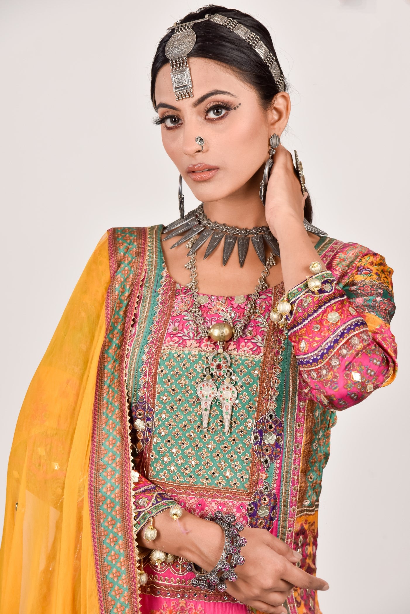 Ochre Yellow Heavy Embroidered Palazzo Set