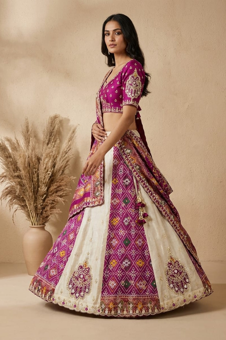 Purple Heritage Patola Premium Silk Lehenga Set