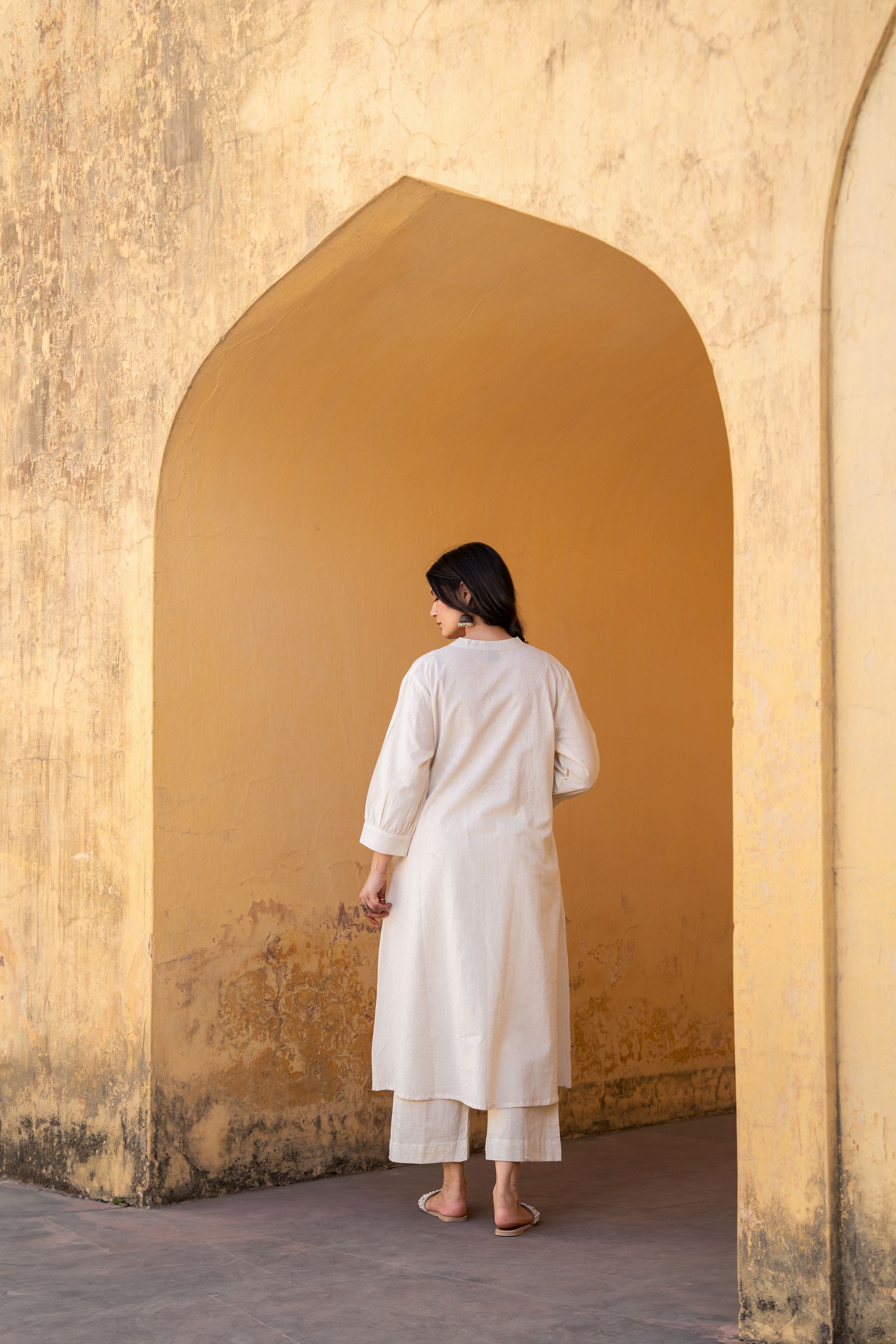 Pink Flamingo Embroidered Kurta & Pants Set
