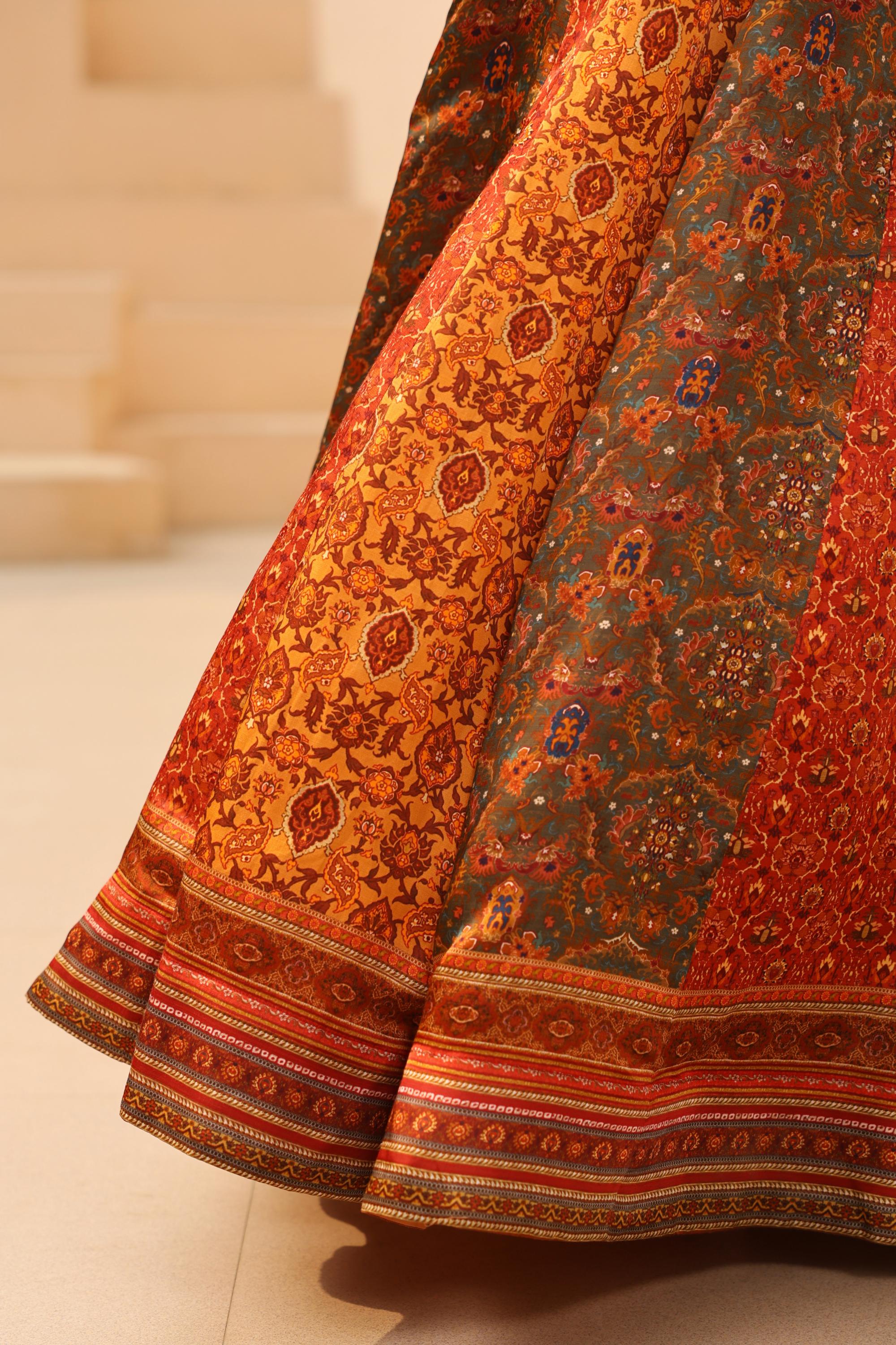 Multicolor Traditional Printed Premium Silk Lehenga Set