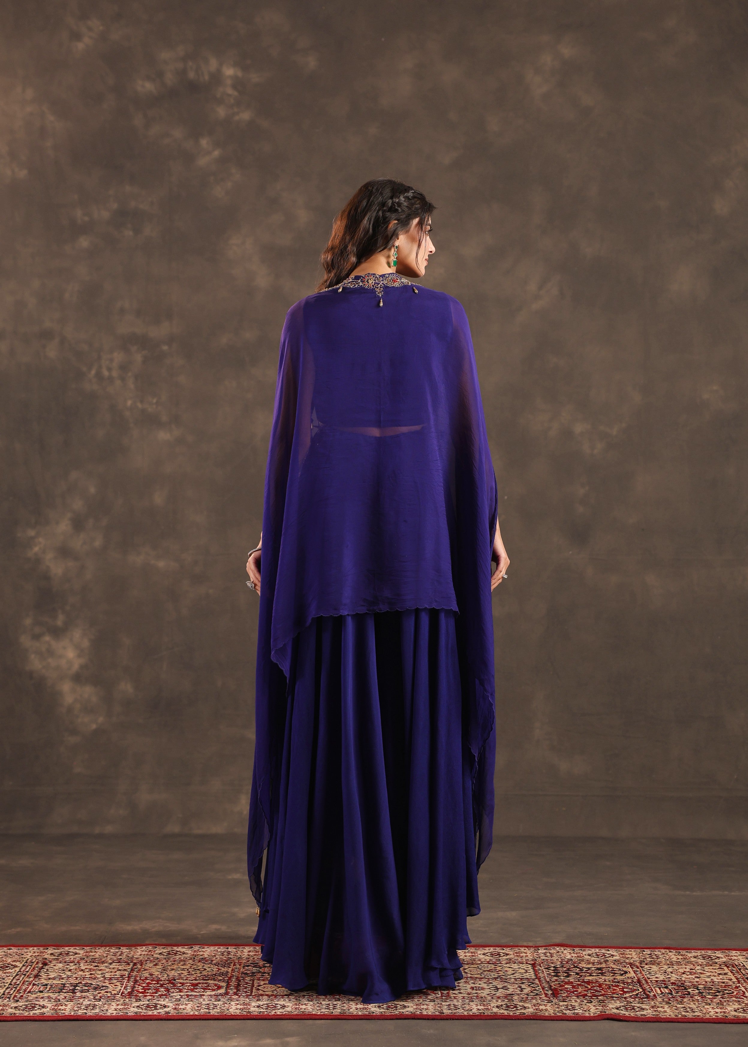 Royal Flare Embellished Crepe Silk Cape Set