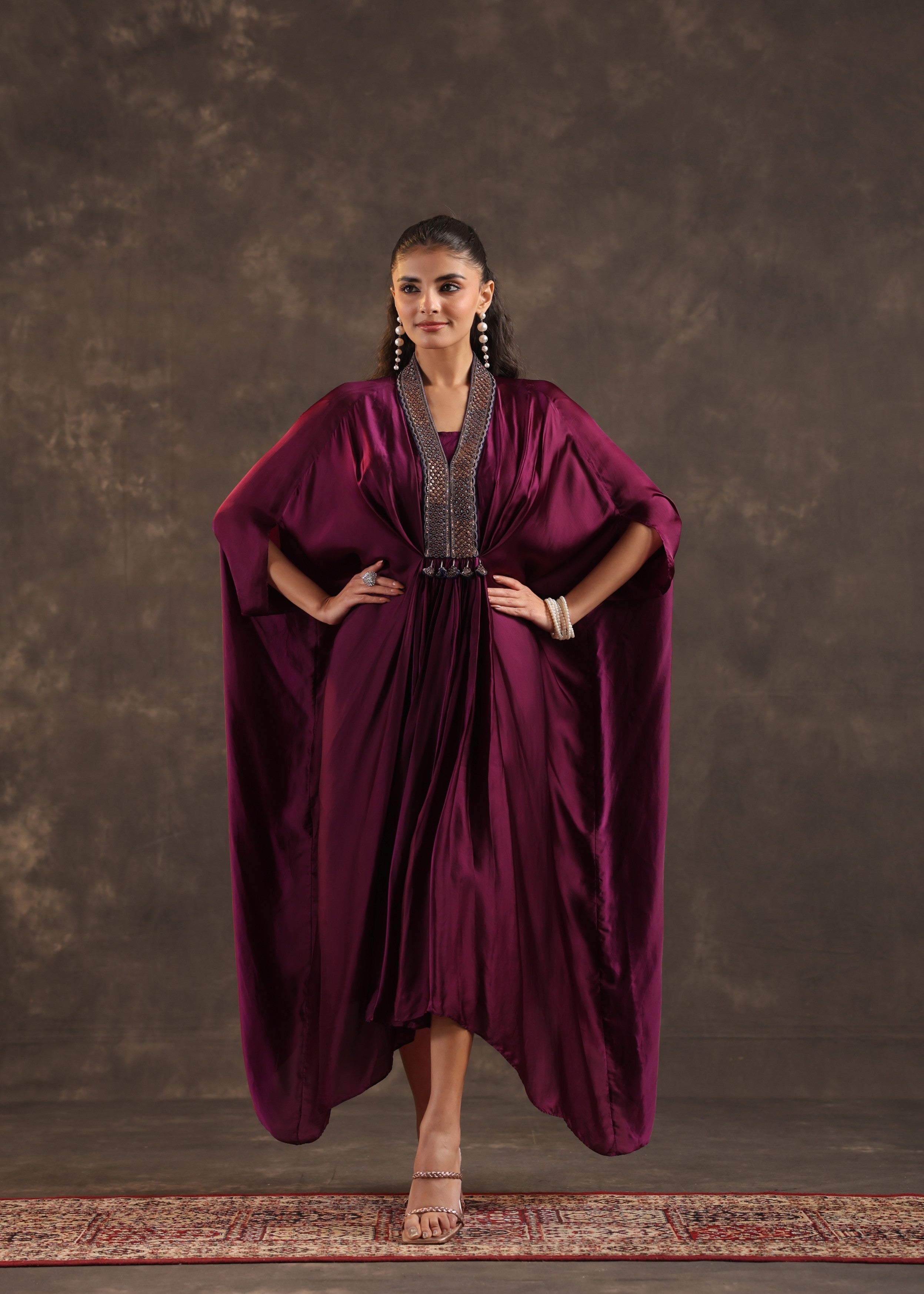 Mulberry Regal Embellished Satin Silk Dress