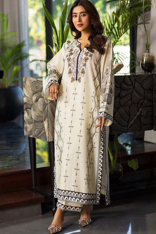 Champagne Printed Natural Crepe Kurta Set