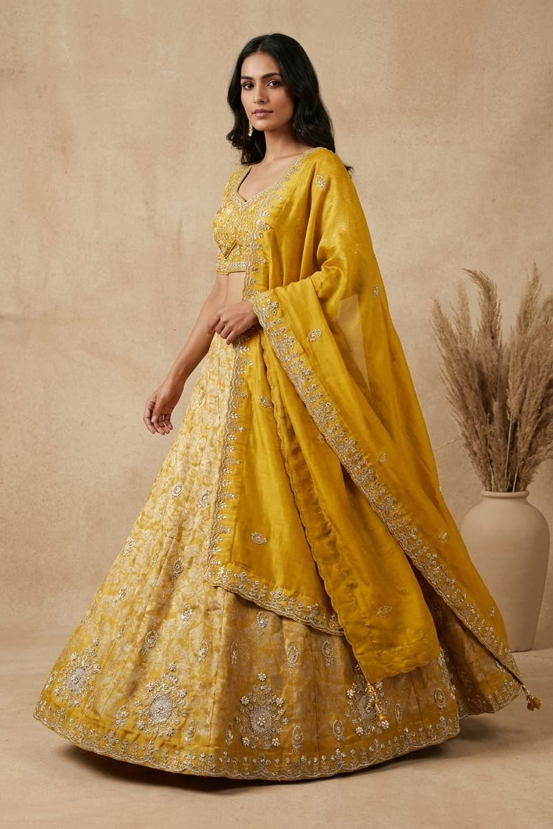Amber Medallion Embellished Premium Silk Lehenga Set