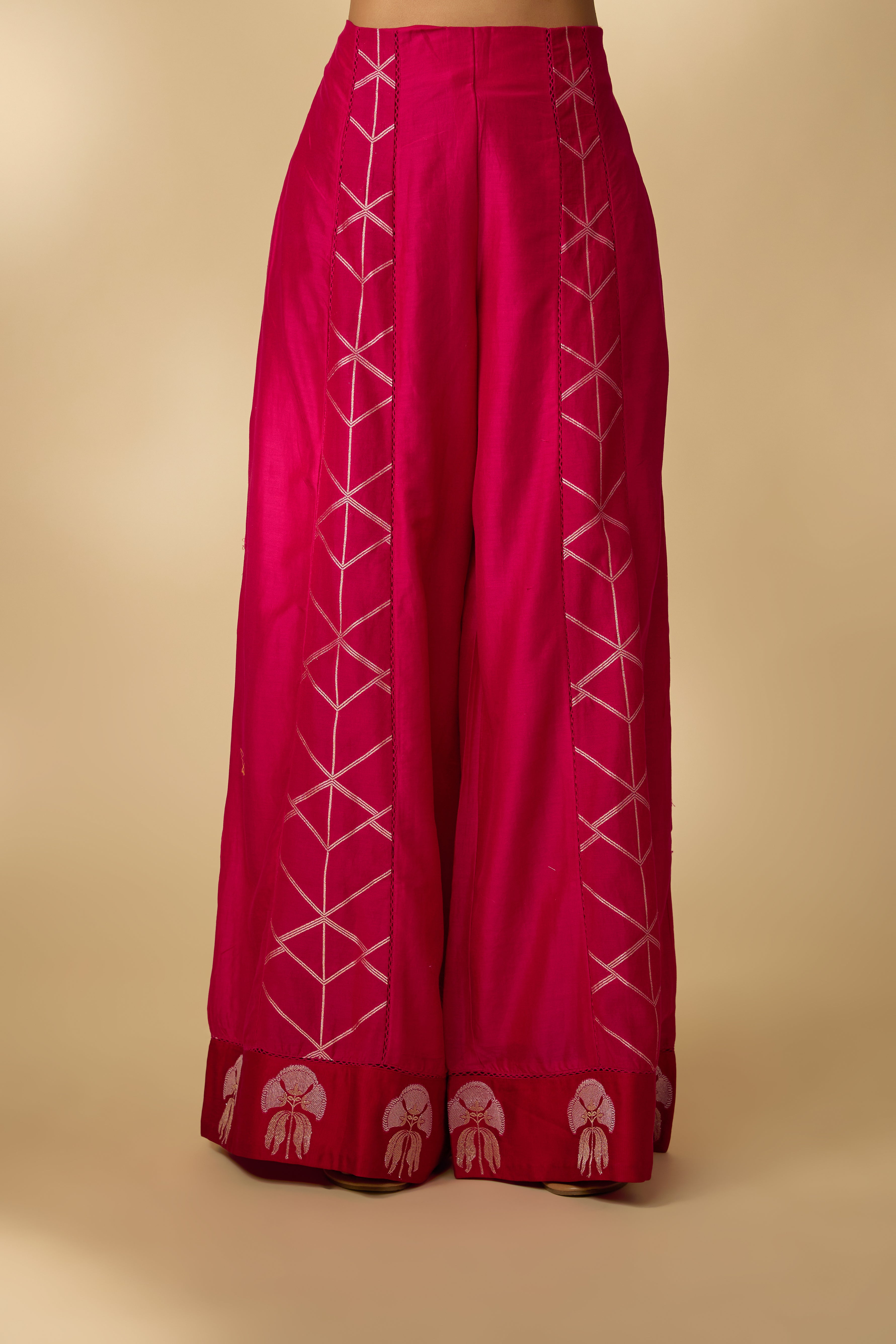 Rani Pink Embellished Slub Cotton Silk Co-Ord Set
