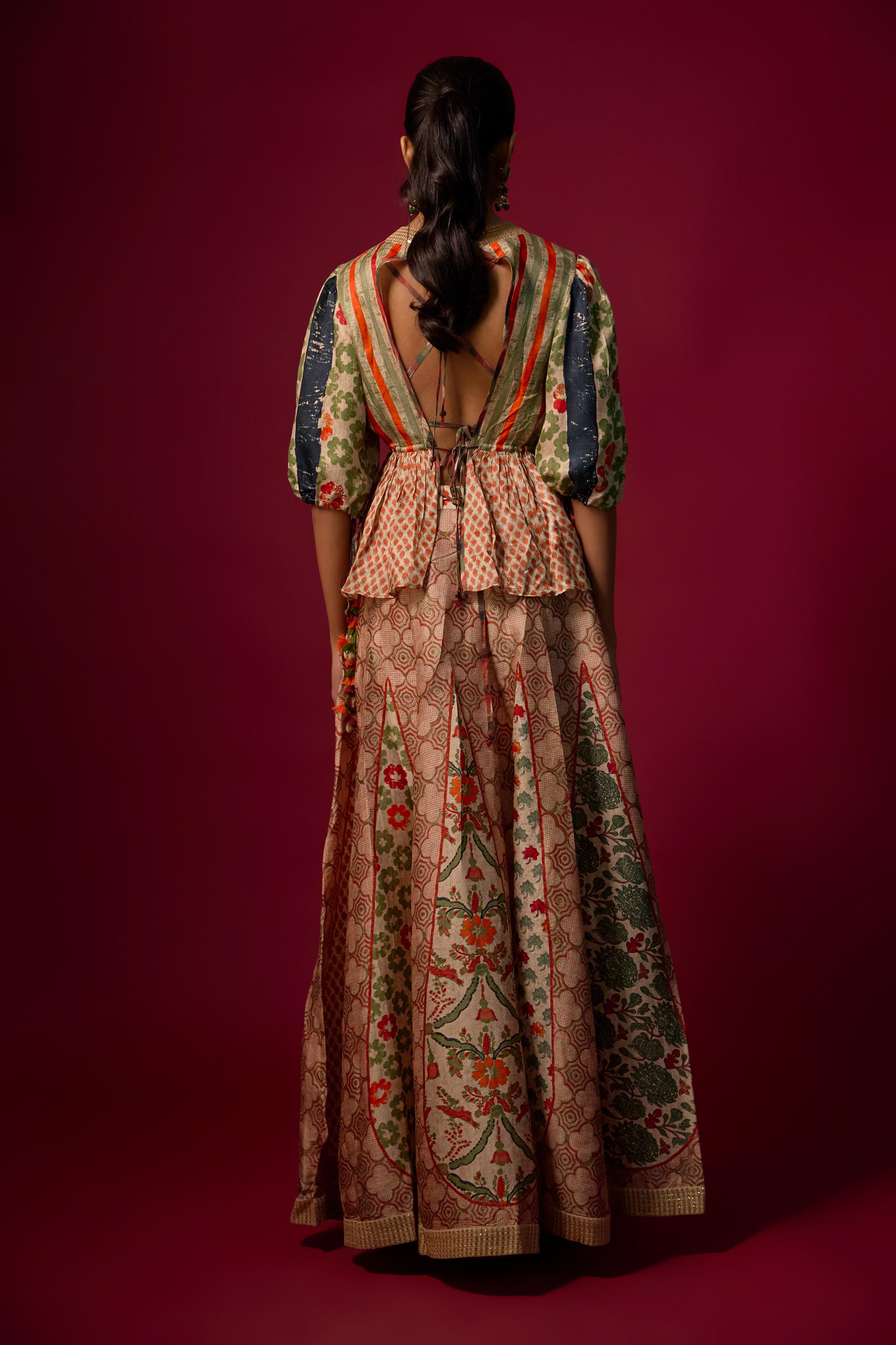 Ivory Printed Slub Cotton Silk Tunic Co-Ord Set