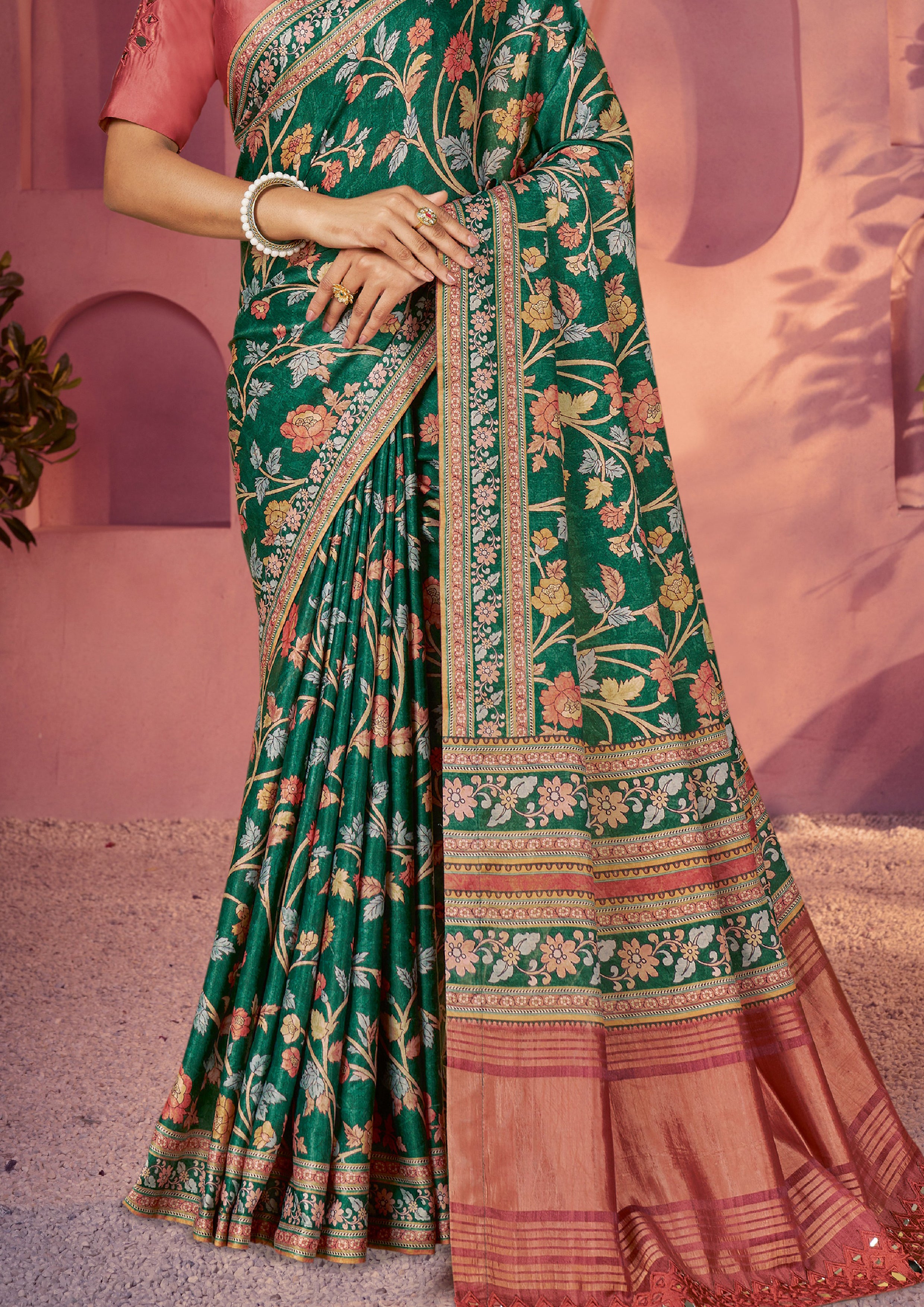 Emerald Gulnaar Printed Gajji Silk Saree