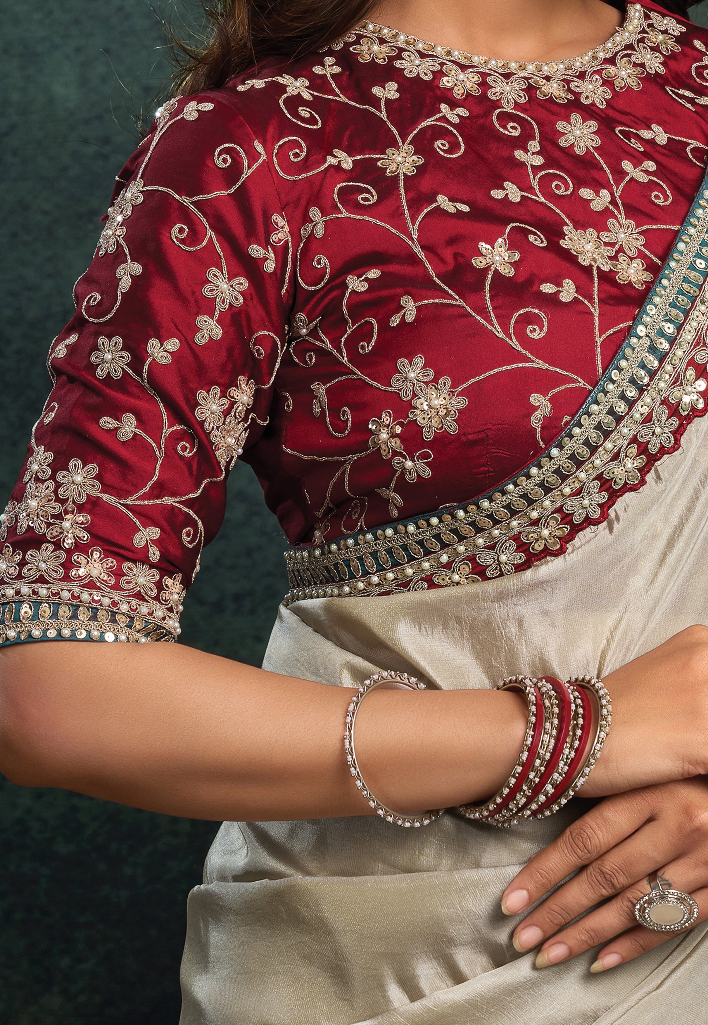 Ivory Gold Embellished Uppada Silk Saree
