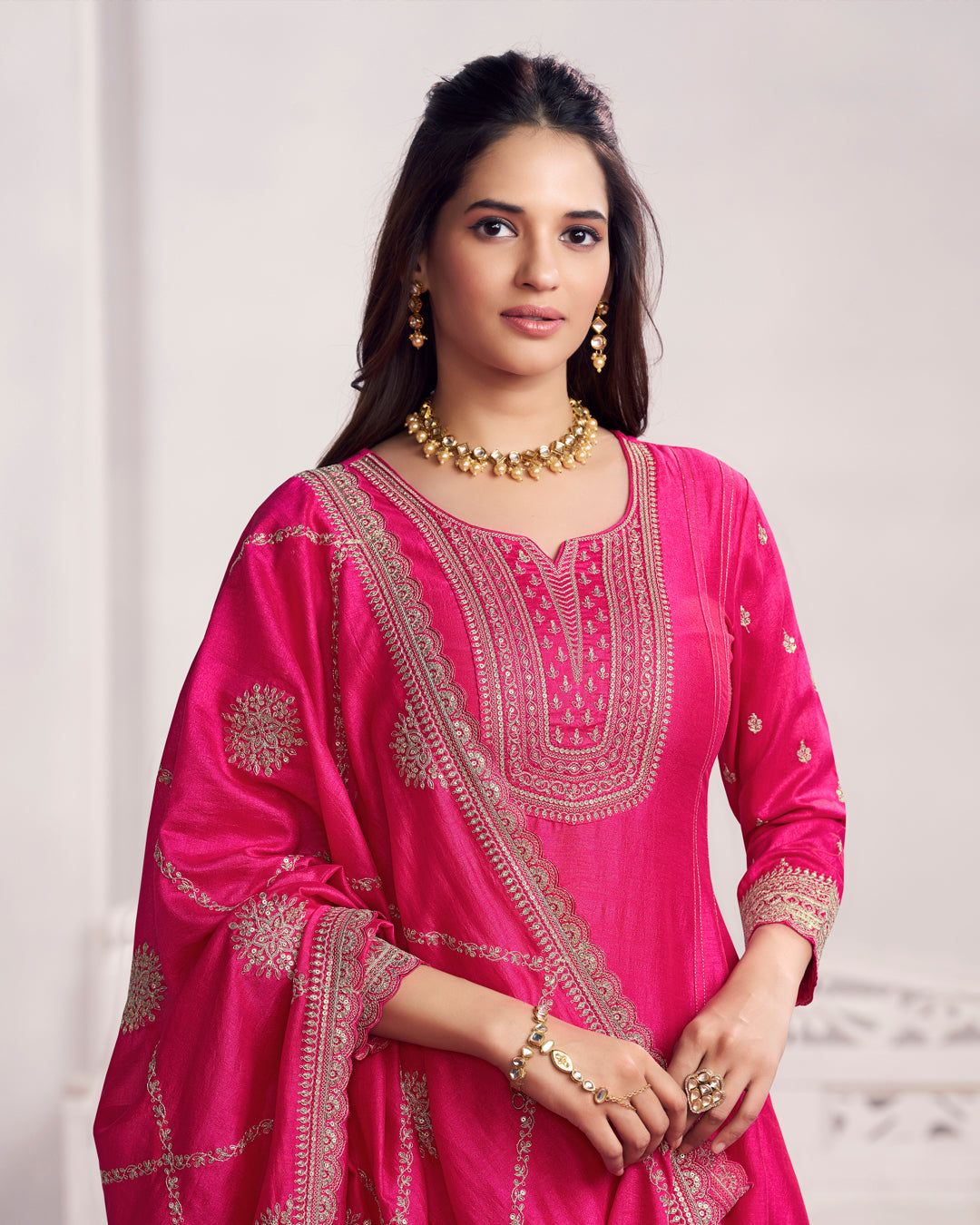Royal Bloom Embellished Vichitra Silk Pant Set