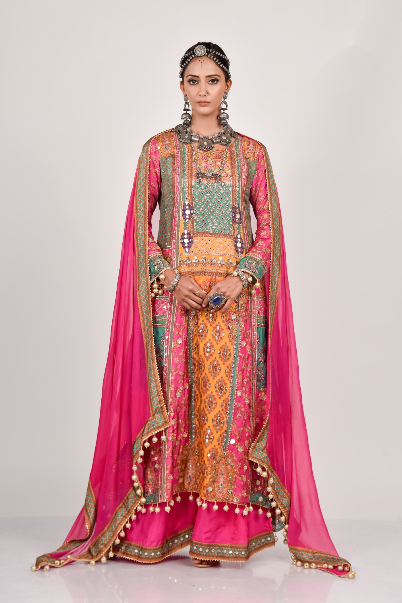 Festive Pink Heavy Embroidered Palazzo Set
