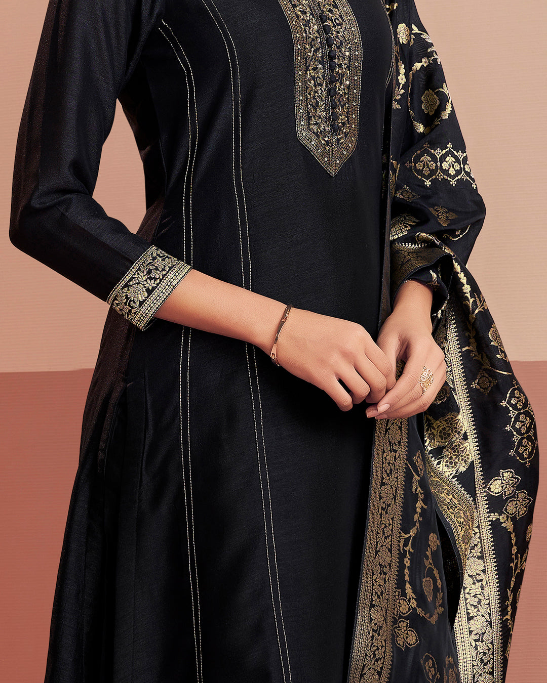 Noir Royale Embellished Vichitra Silk Pant Set