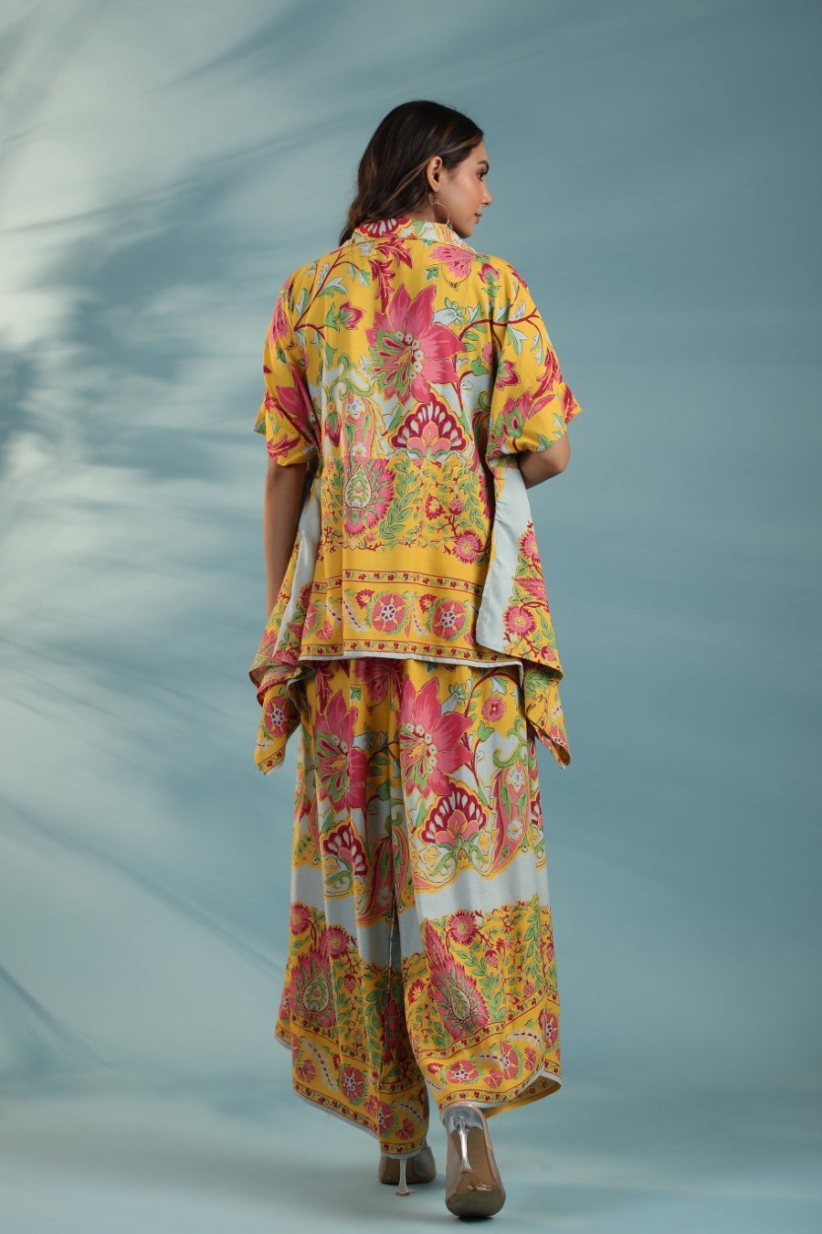 Yellow Printed Asymmetrical Co-Ord Sets