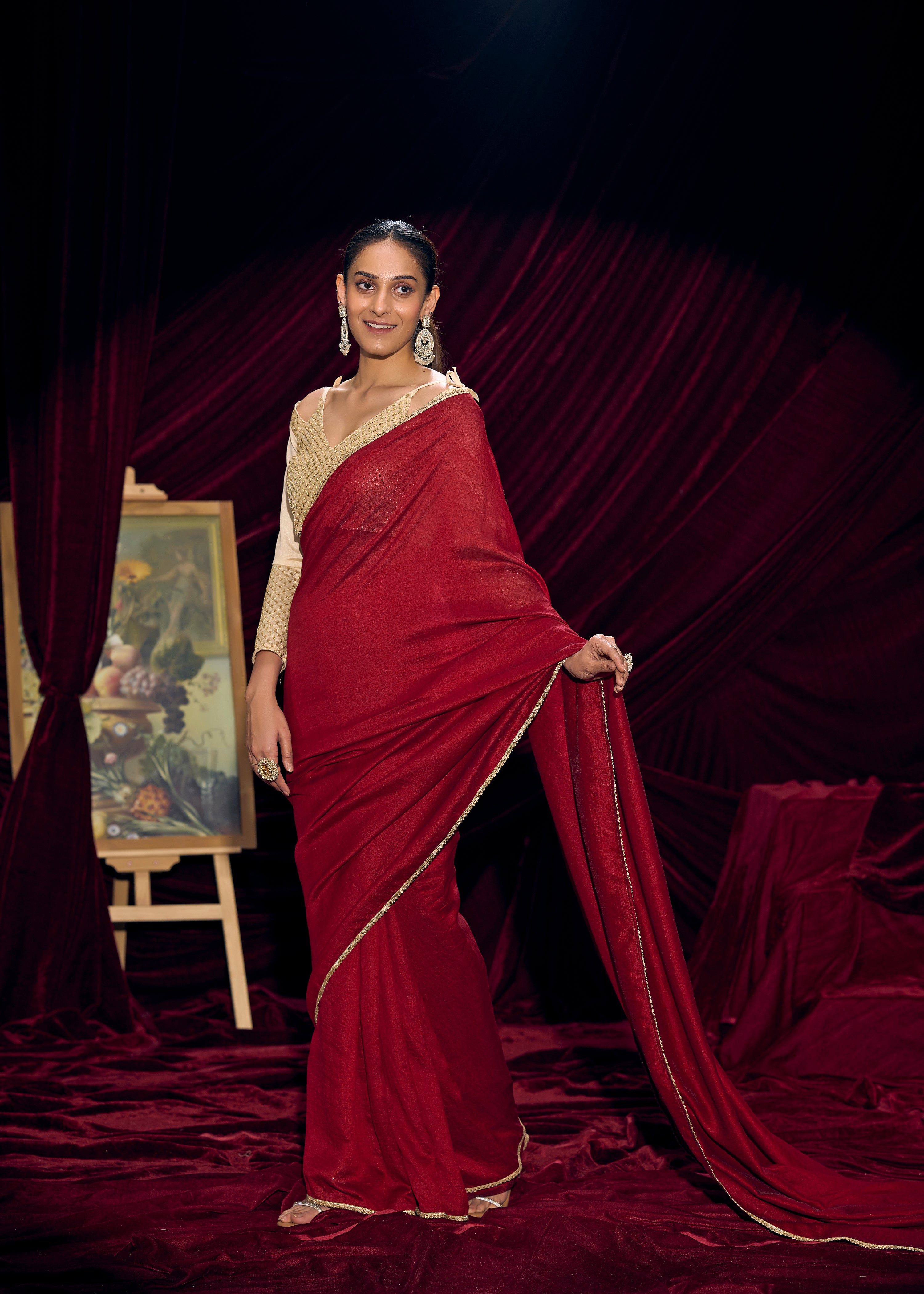Ruby Shimmer Embellished Premium Silk Saree
