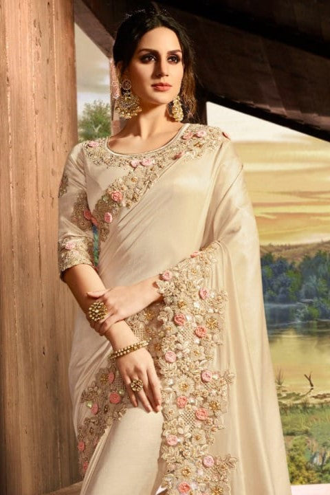 Chic & Graceful Off White Saree