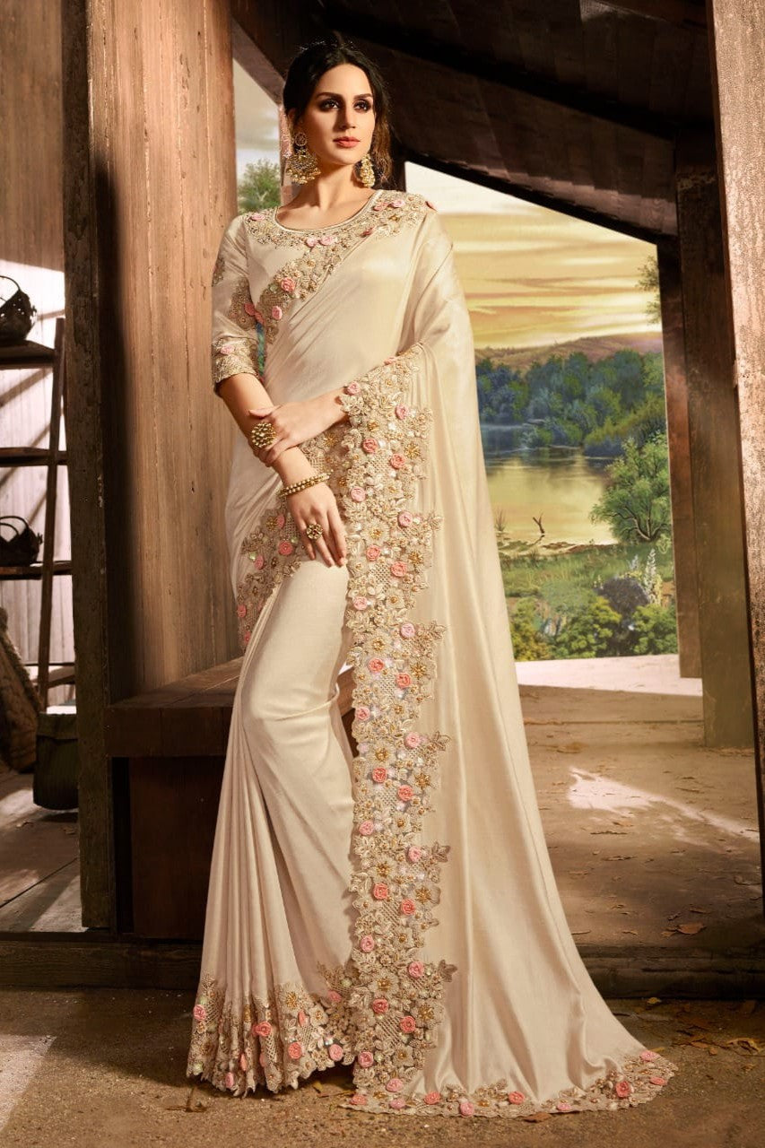 Chic & Graceful Off White Saree