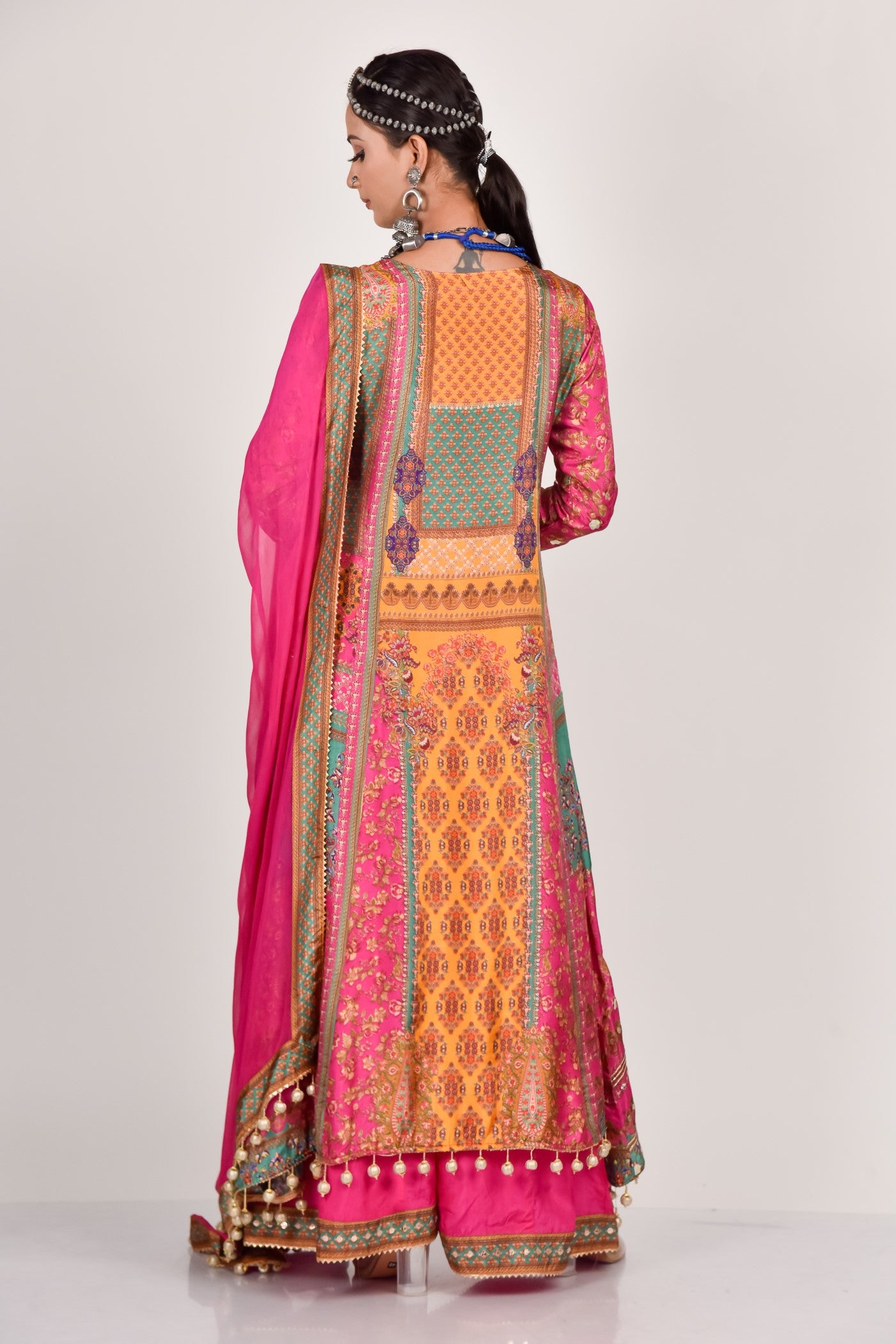 Festive Pink Heavy Embroidered Palazzo Set