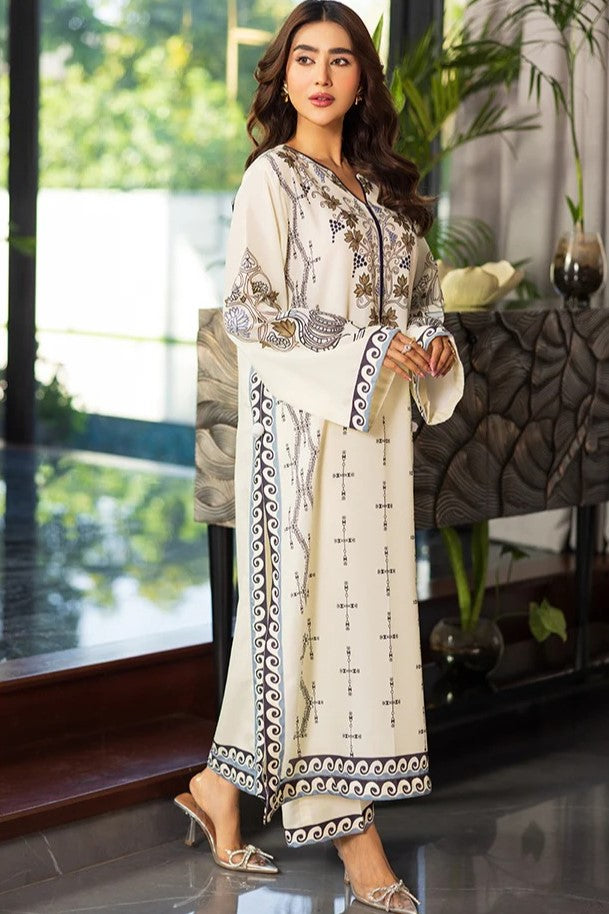 Champagne Printed Natural Crepe Kurta Set