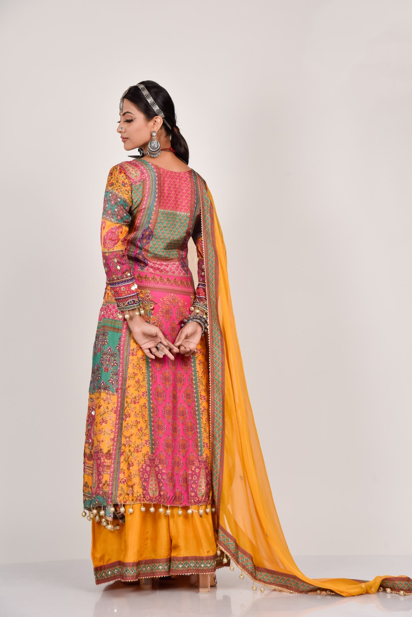 Ochre Yellow Heavy Embroidered Palazzo Set
