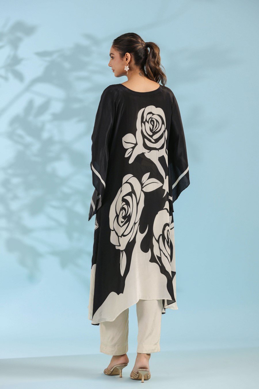 Black Rose Floral Printed Kurta with Pants