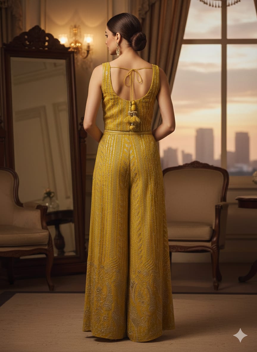 Marigold Georgette Silk Palazzo Set