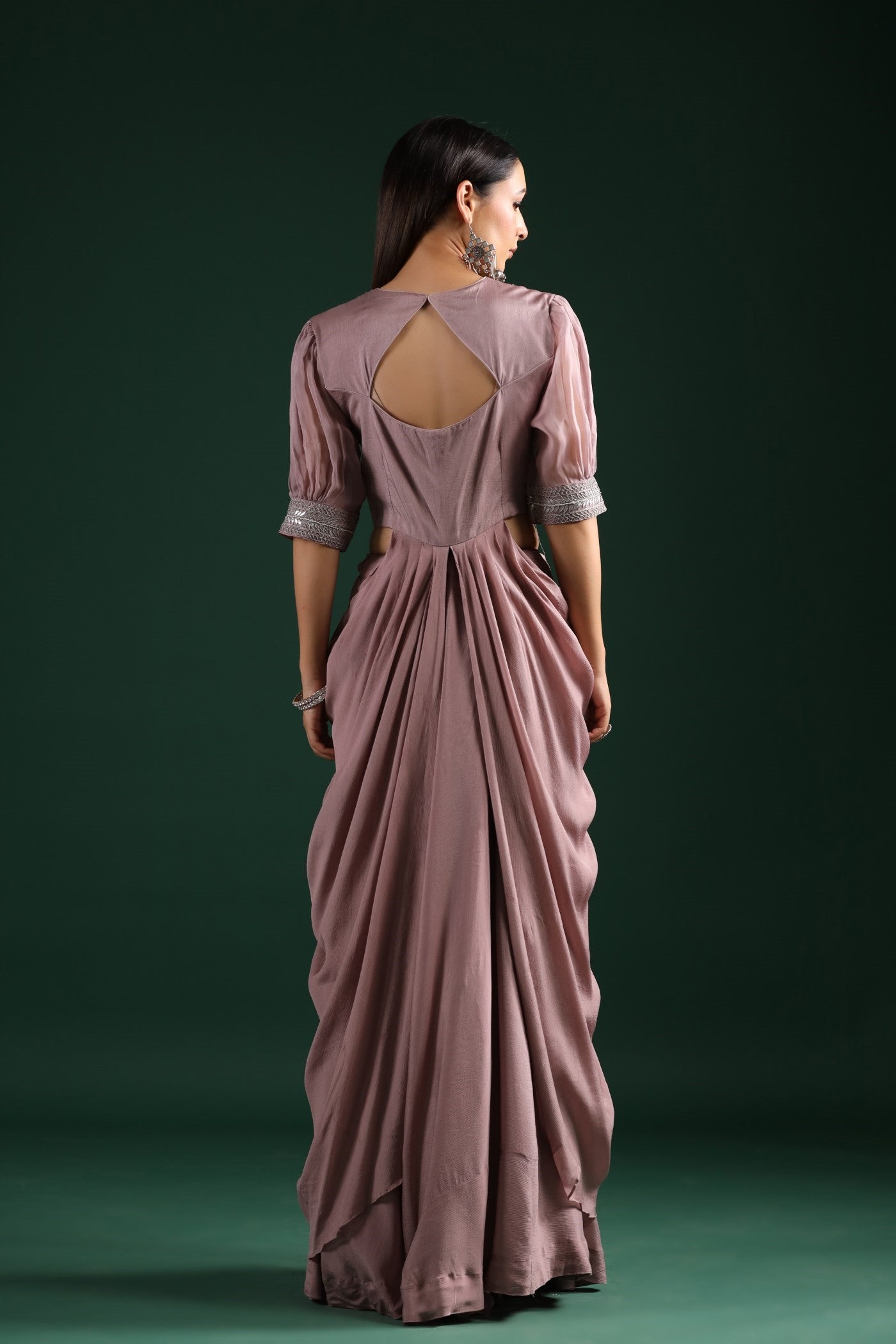 Crepe Pink Embellished Skirt Set