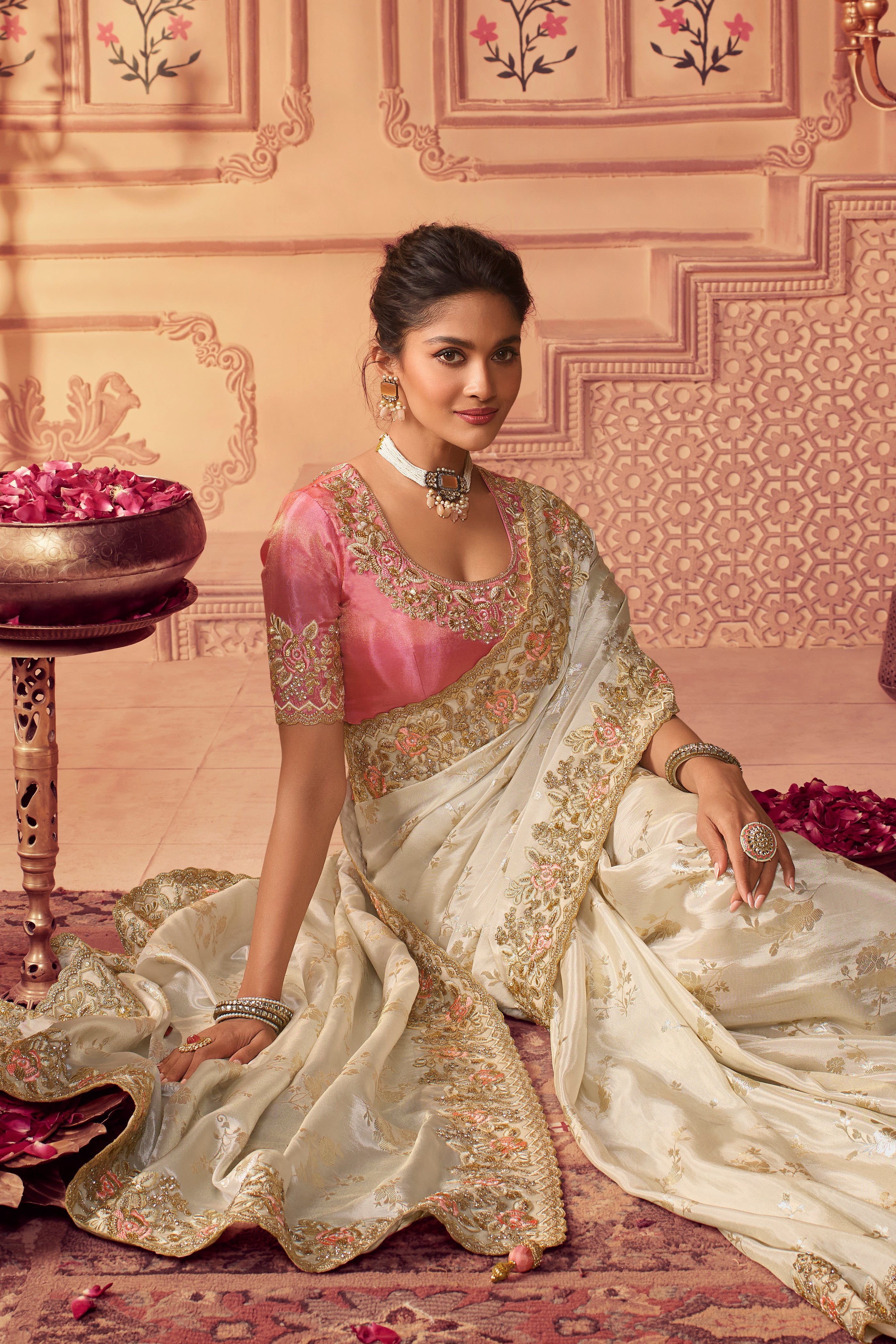 Radiant White Tissue Silk Saree