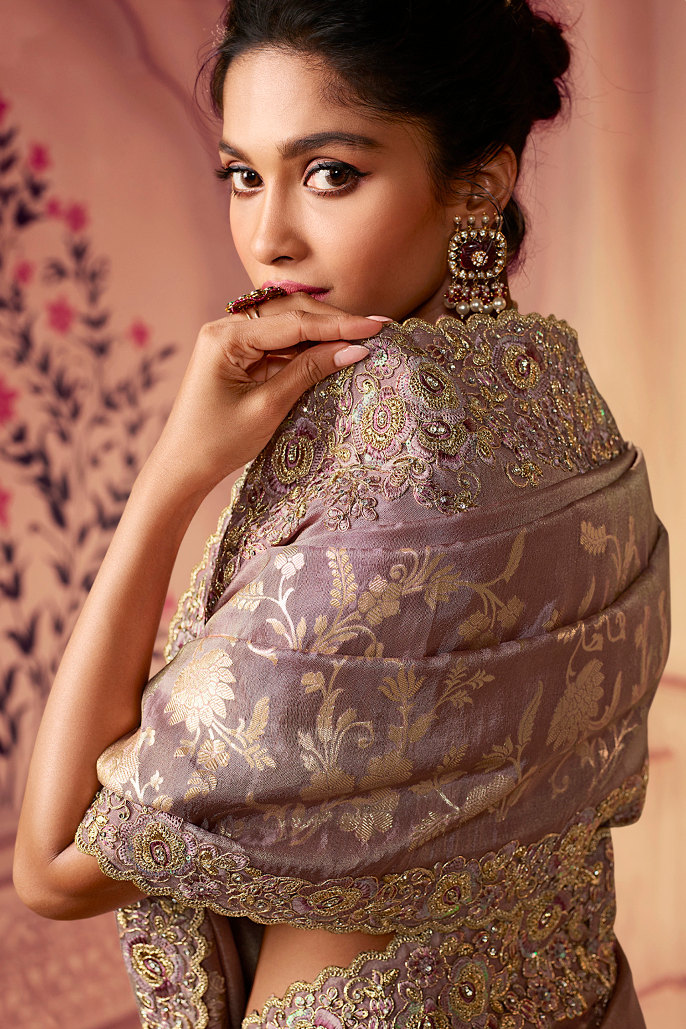 Lavender Tissue Silk Saree