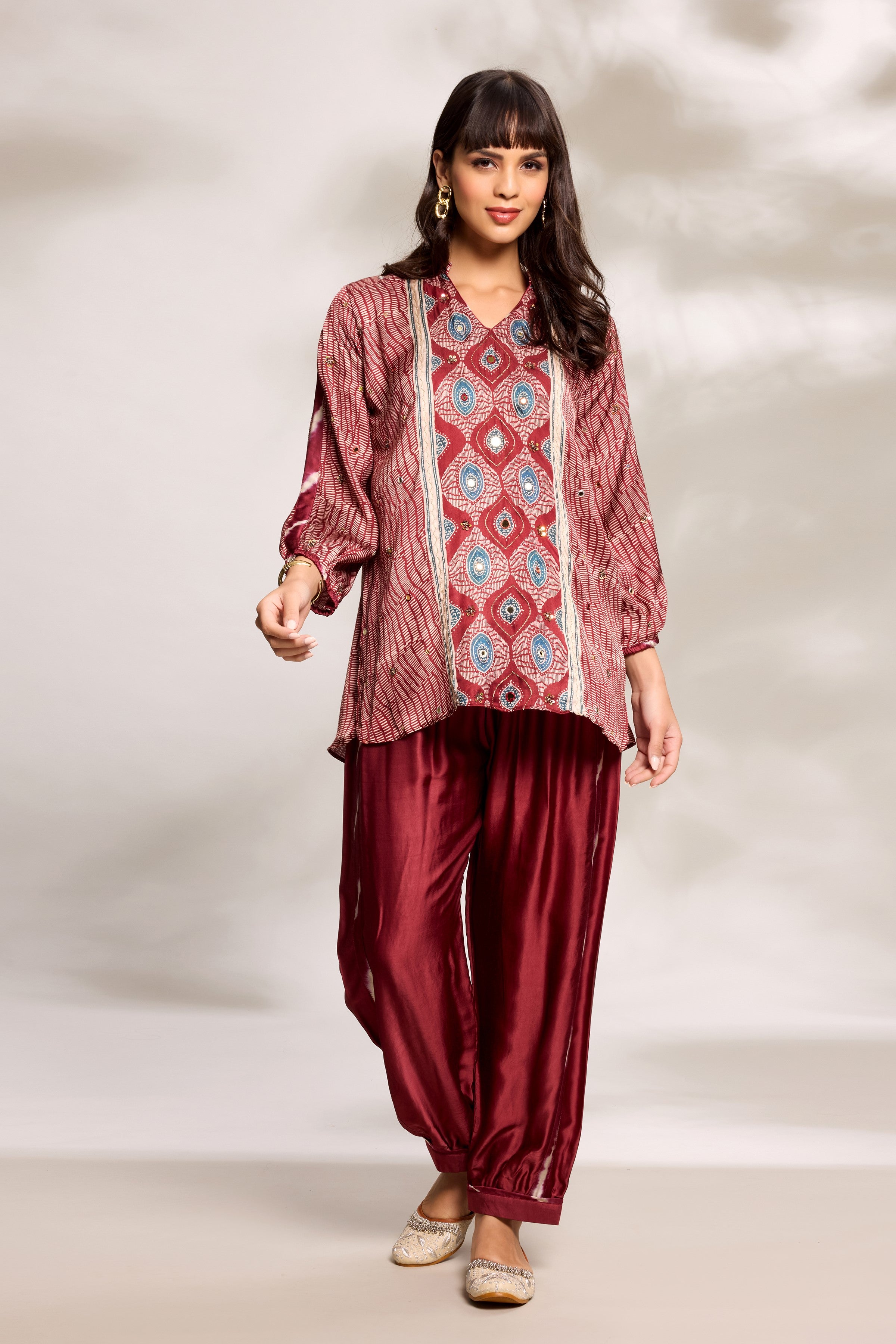Deep Red Ethnic Co-Ord Set