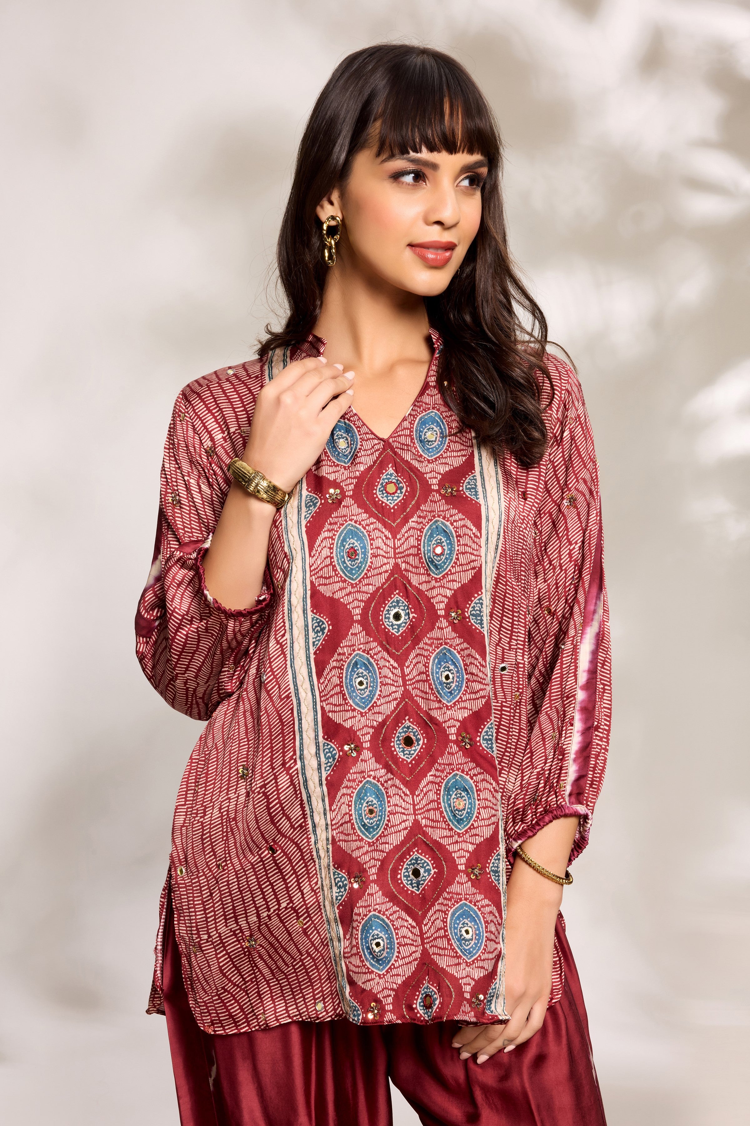 Deep Red Ethnic Co-Ord Set