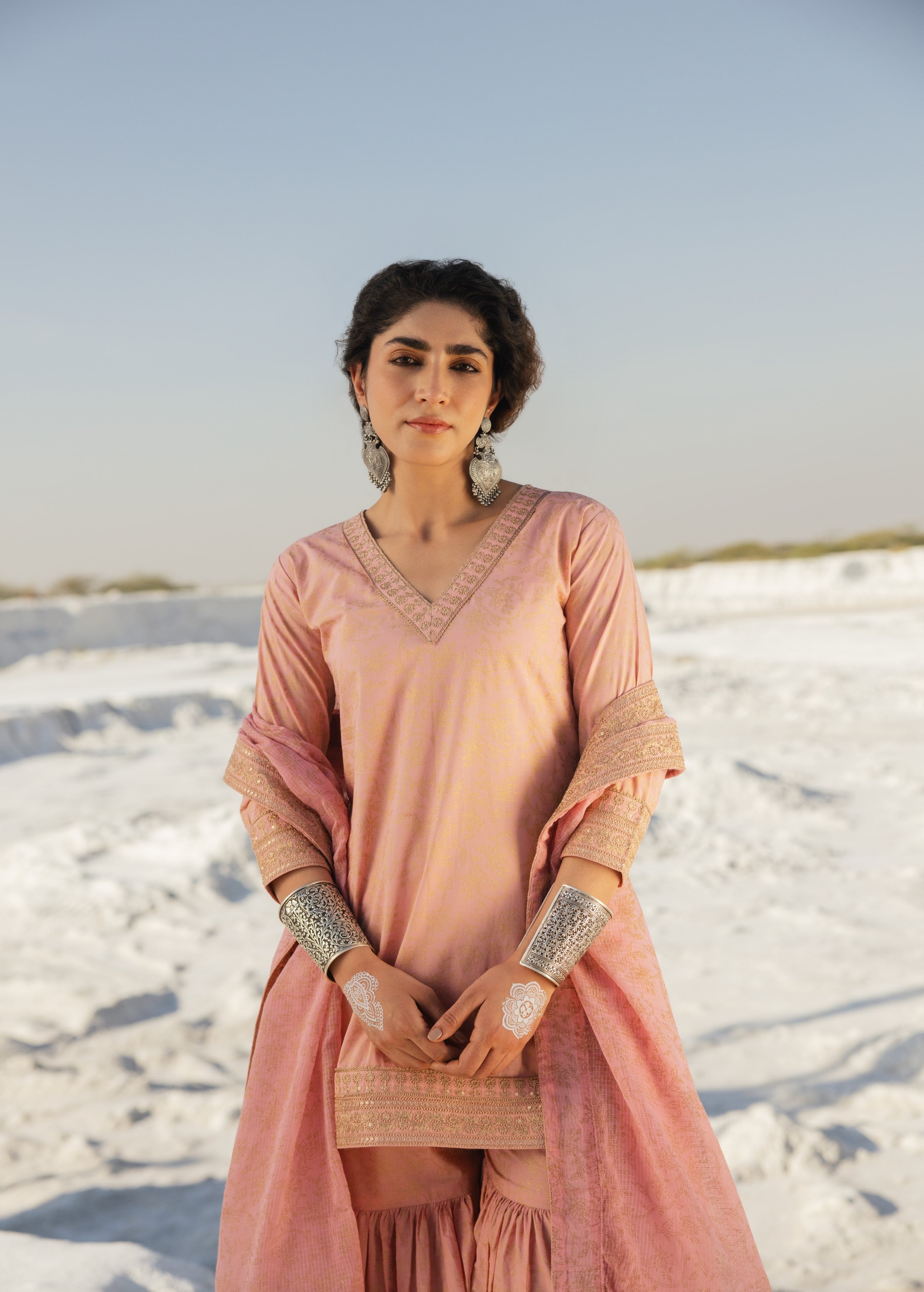 Blush Pink Printed Organic Cotton Sharara Set