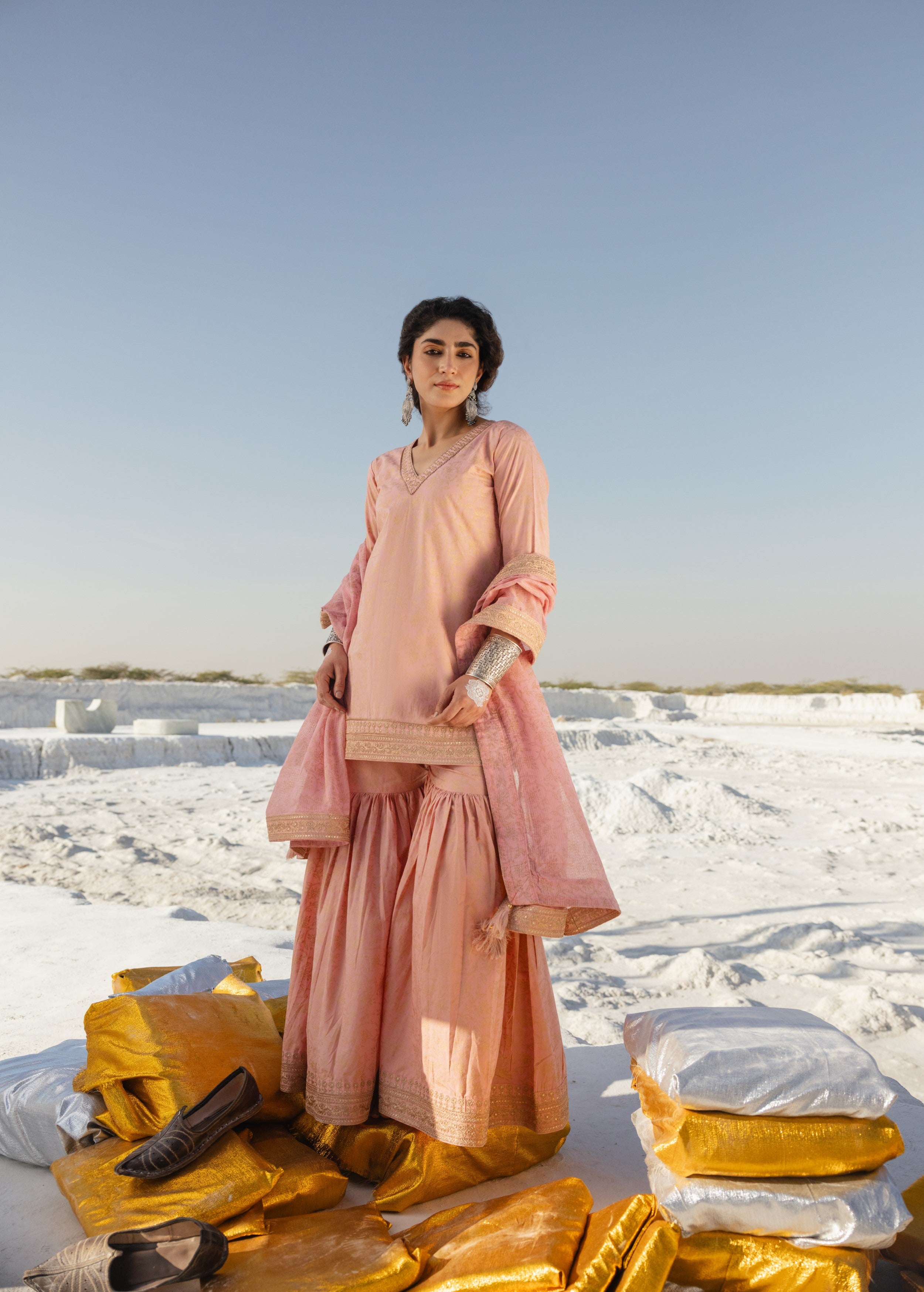 Blush Pink Printed Organic Cotton Sharara Set