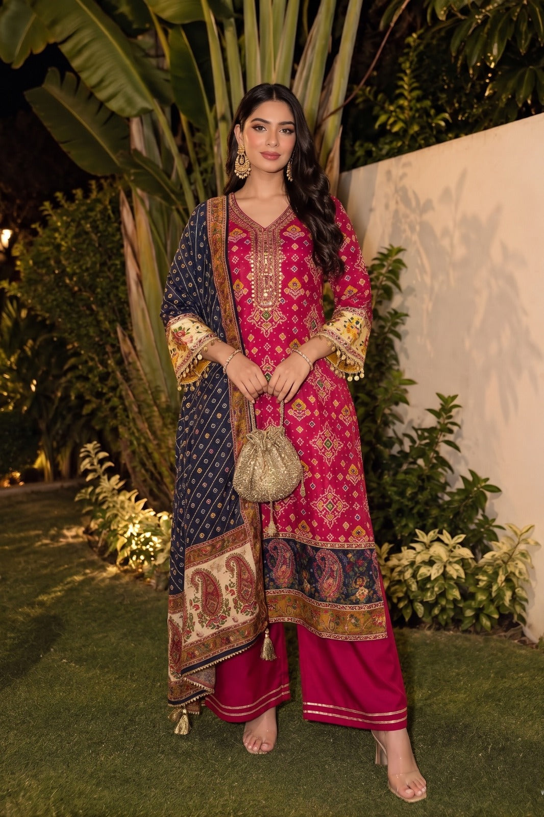 Rich Rani Embellished Premium Crepe Silk Pant Set