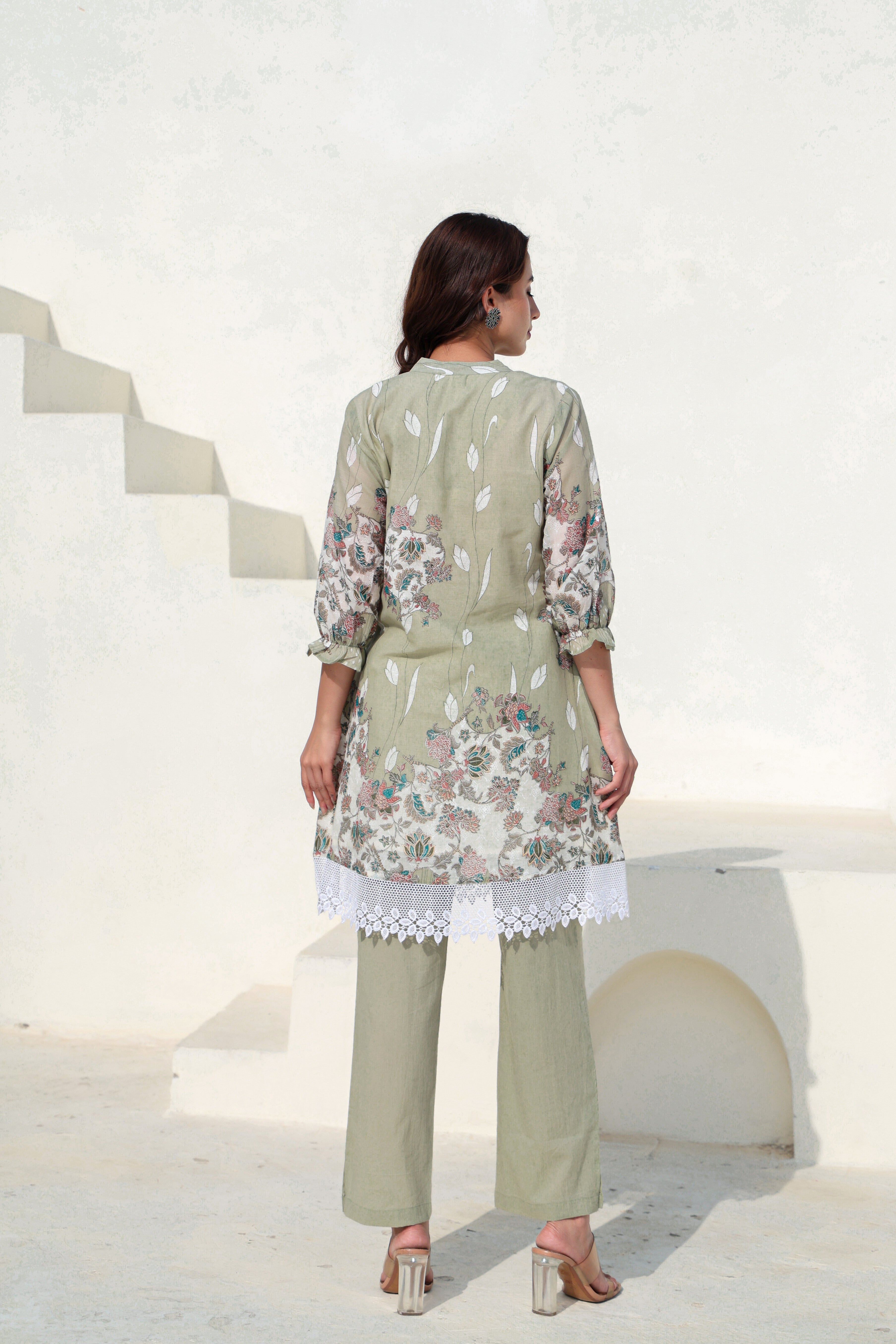 Sage Flora Printed Cotton Co-Ord Set