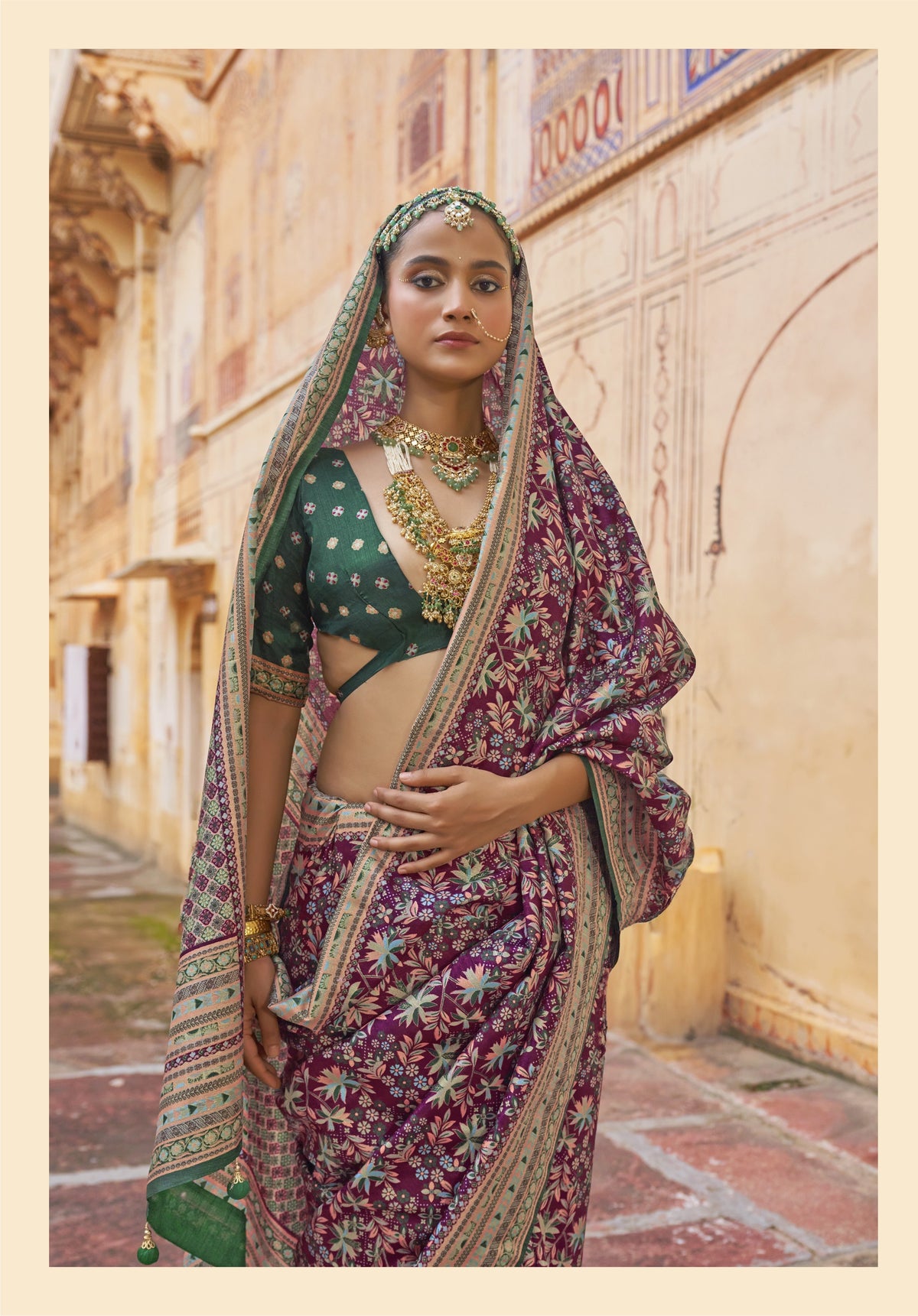 Royal Purple Printed Premium Silk Saree