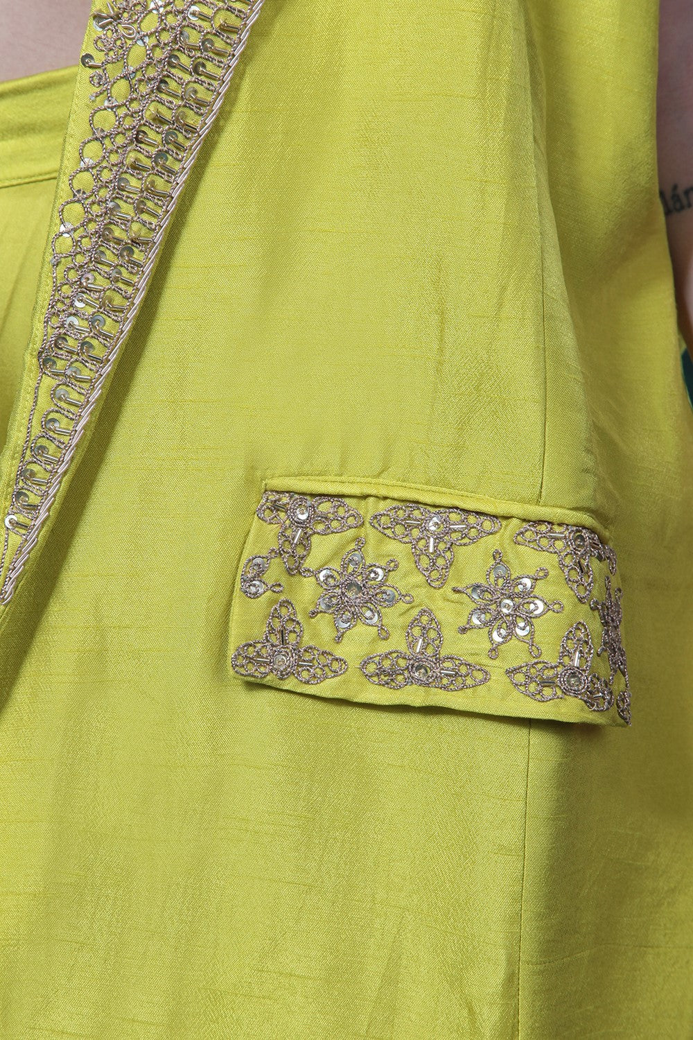 Pear Green Embroidered Jacket & Palazzo Set