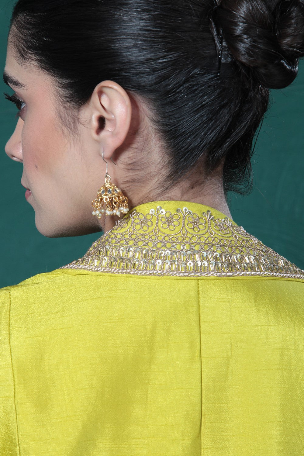Pear Green Embroidered Jacket & Palazzo Set