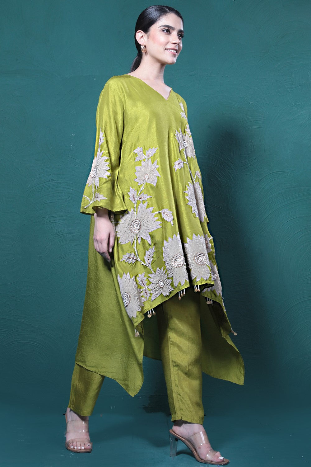 Green Embroidered Kurta Set