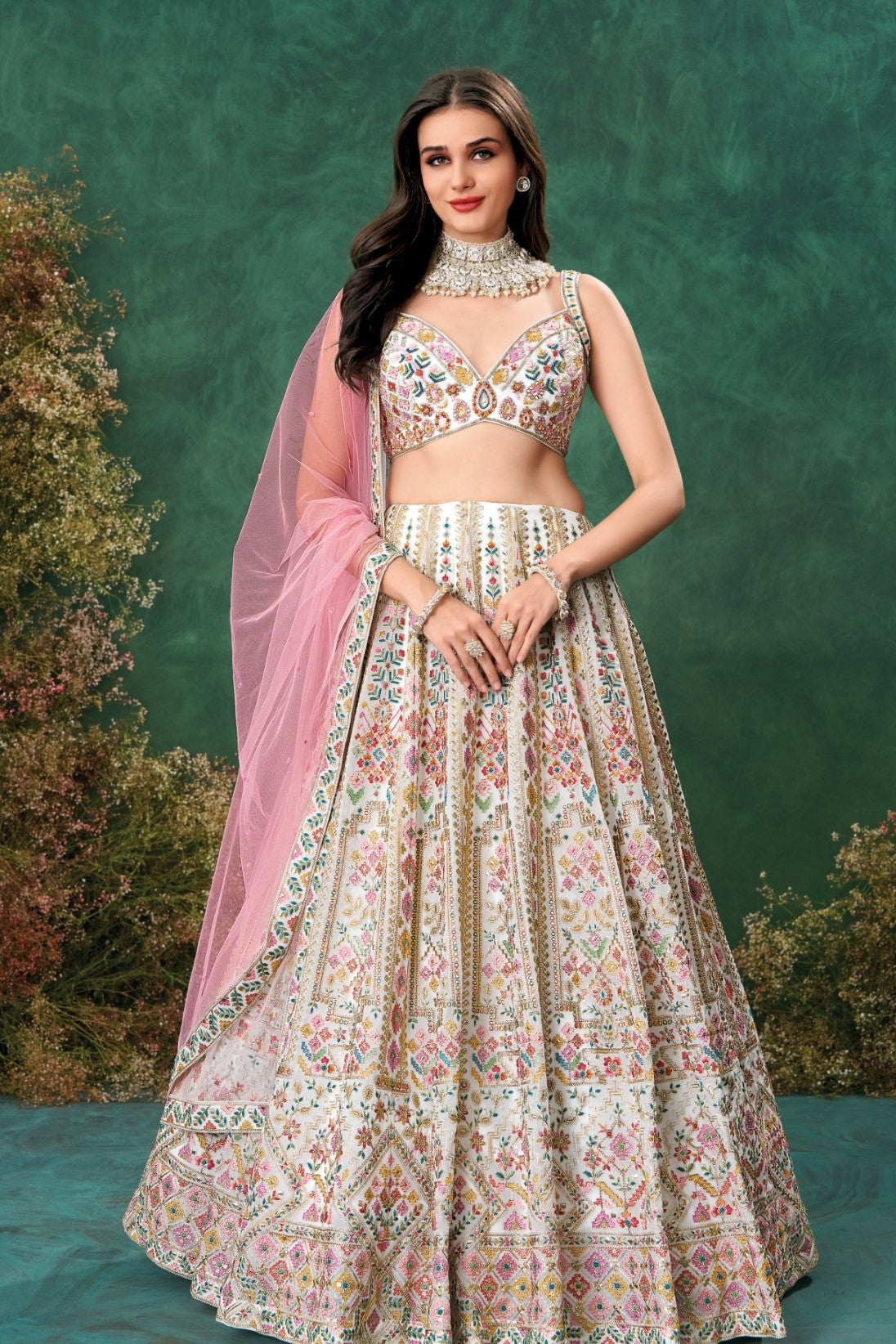 Pastel Pink Embroidered Lehenga Set