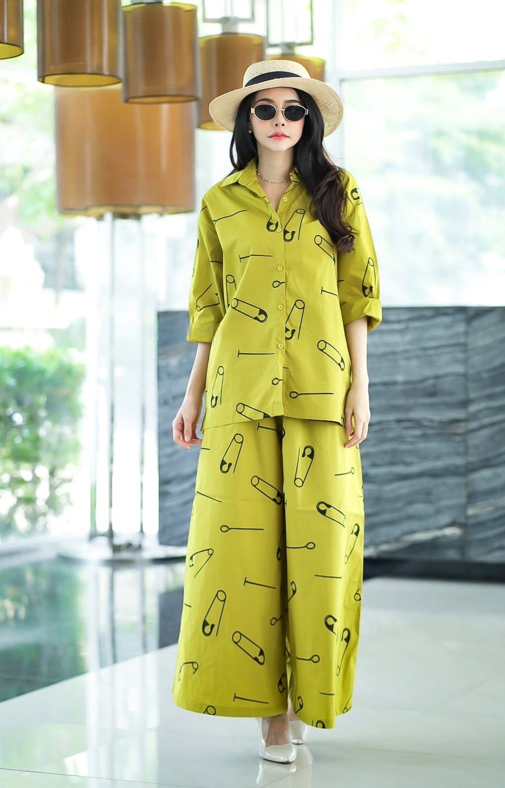 Chartreuse Yellow Sublimation Print Co-Ord Set