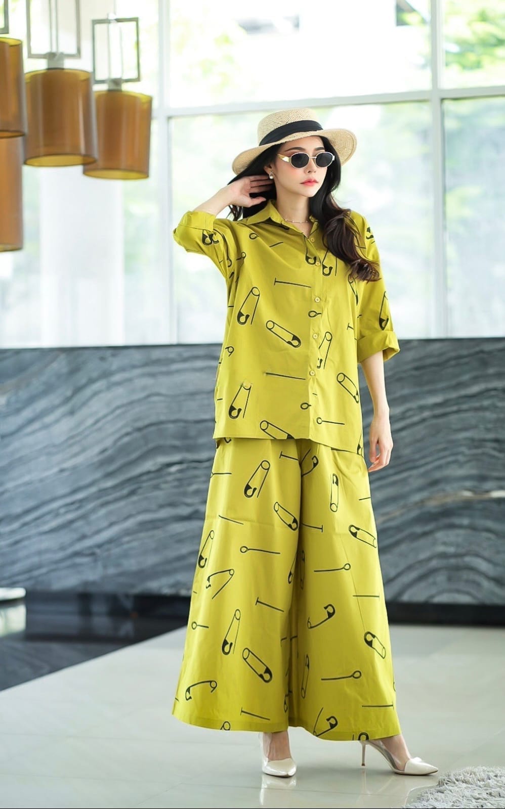 Chartreuse Yellow Sublimation Print Co-Ord Set