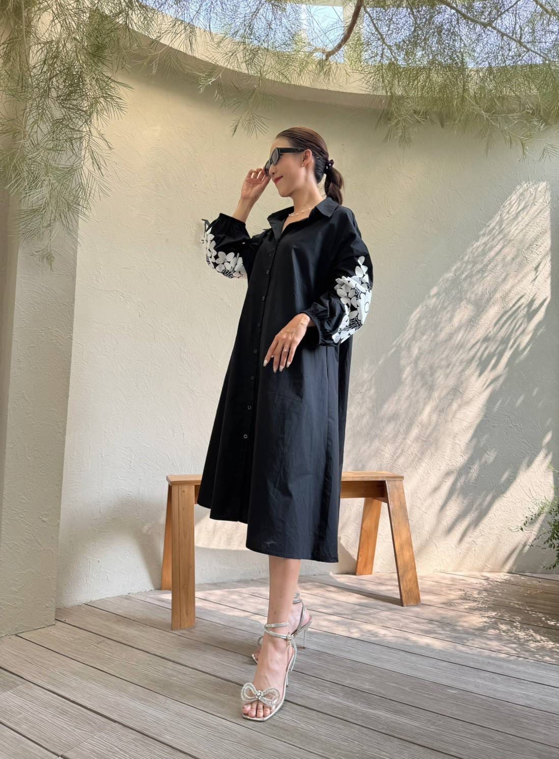 Matte Black Printed Cotton Dress