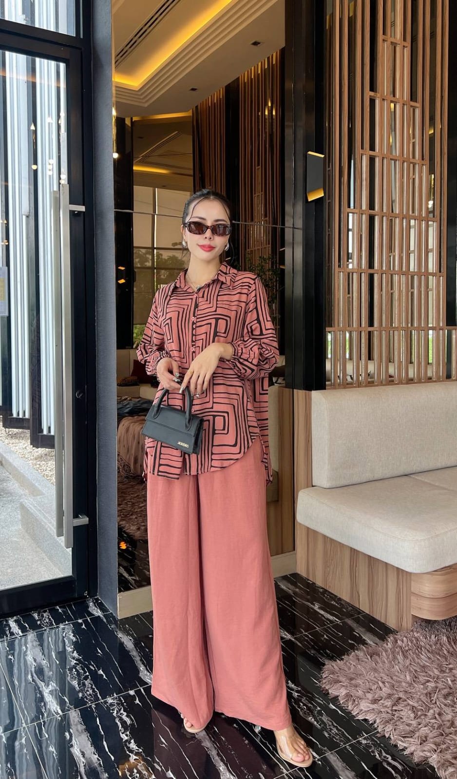 Dusty Rose Sublimation Print Rayon Co-Ord Set