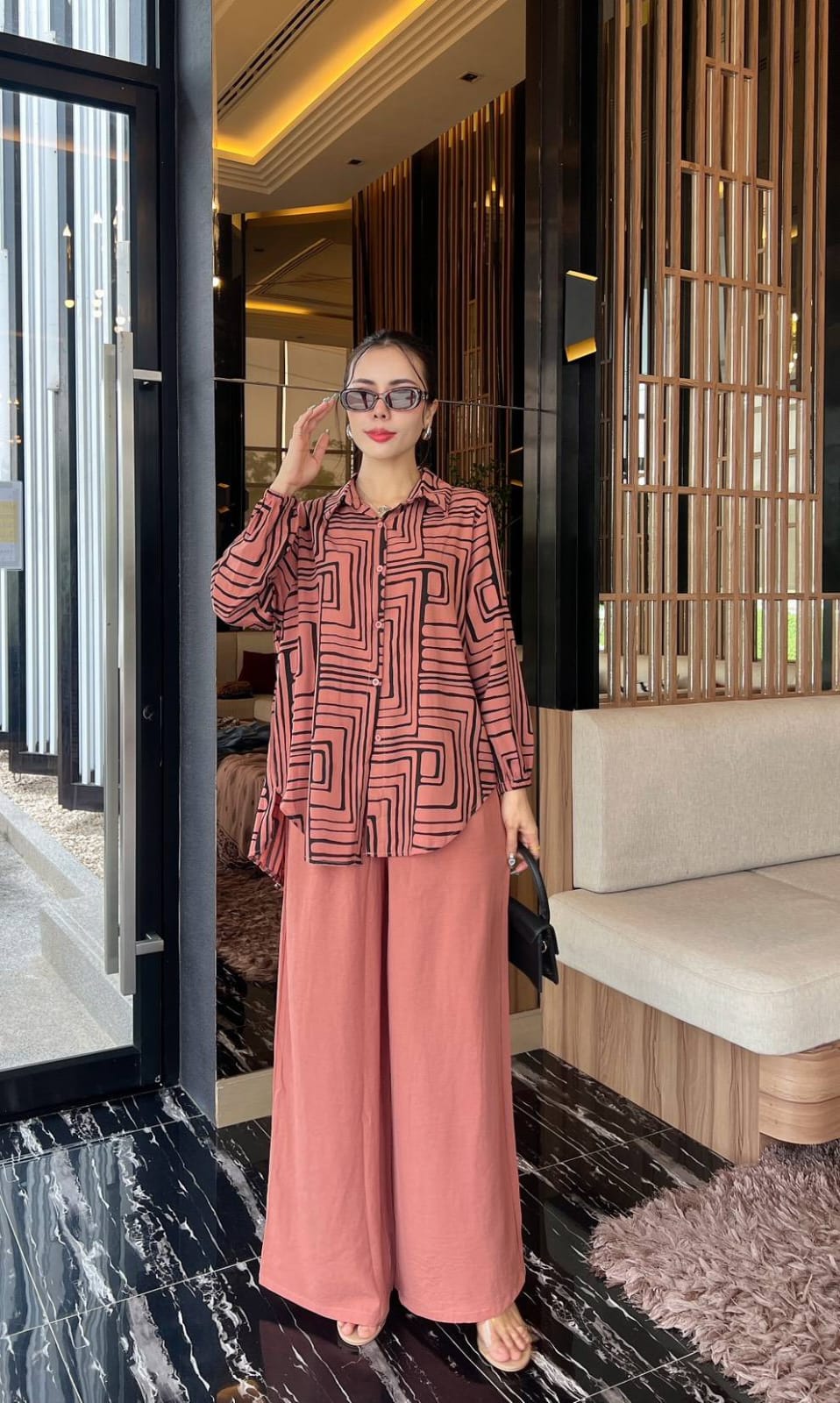 Dusty Rose Sublimation Print Rayon Co-Ord Set