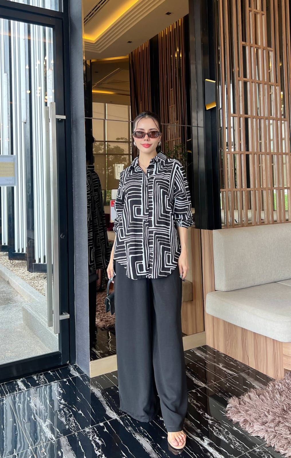 Hot Black Sublimation Print Rayon Co-Ord Set