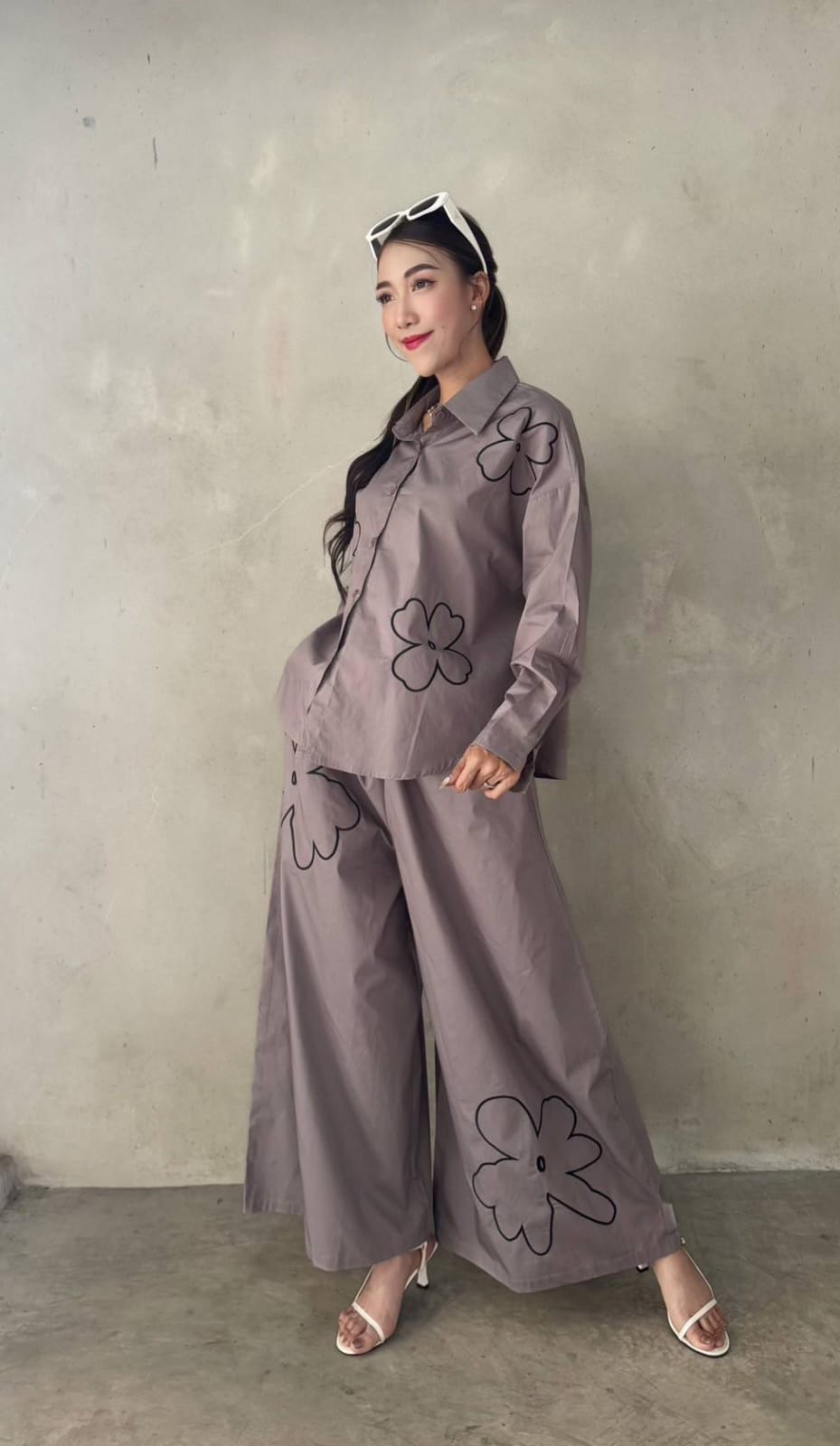 Dusty Lavender Floral Embroidered Co-Ord Set